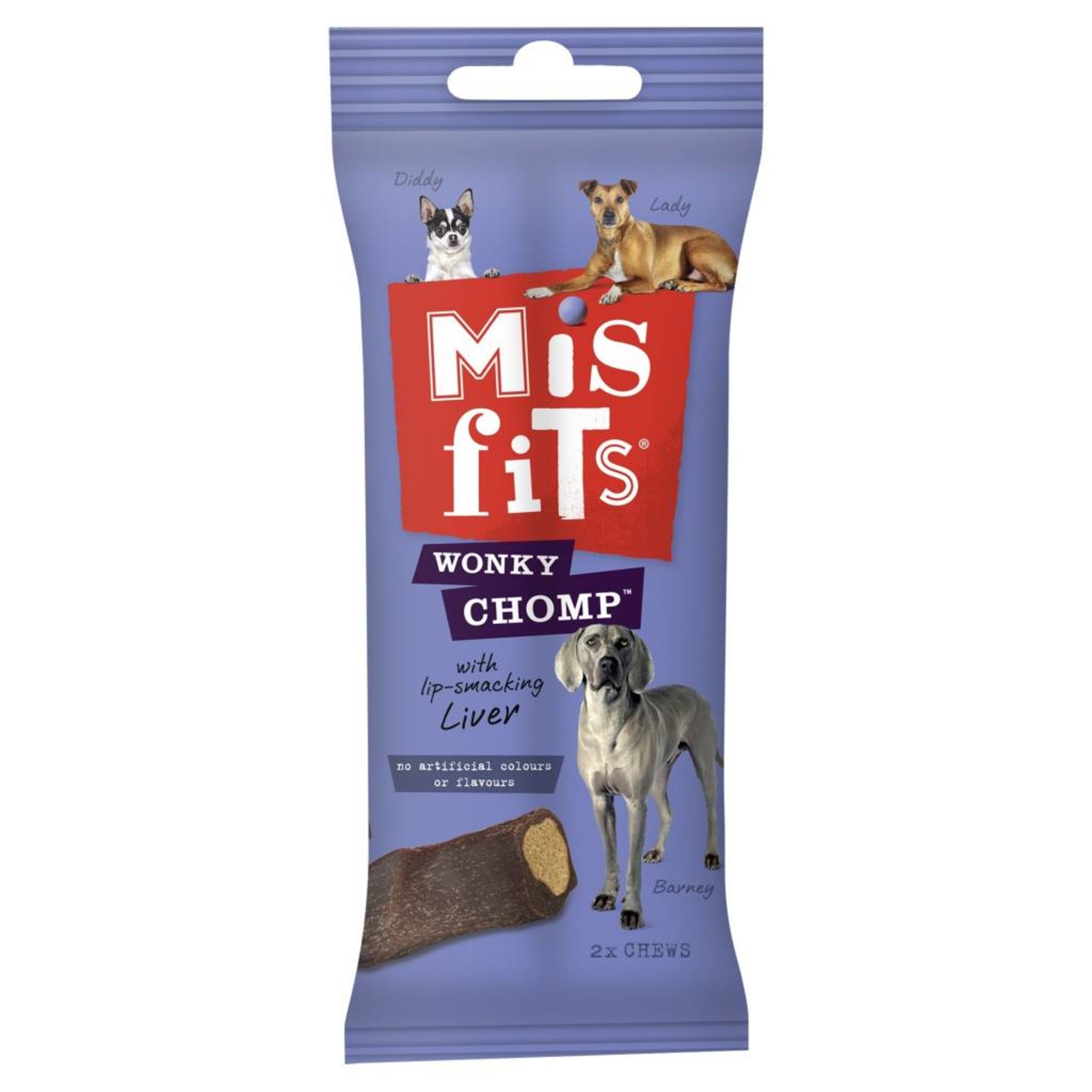 Pedigree Misfits Wonky Chomp Medium Dog Treats Liver, 2 Sticks, 170g