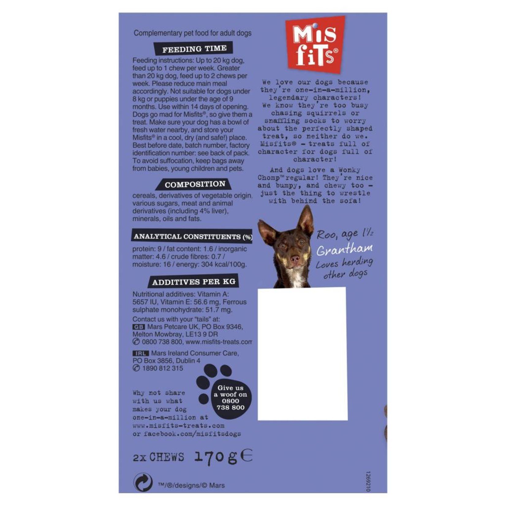 Pedigree Misfits Wonky Chomp Medium Dog Treats Liver, 2 Sticks, 170g