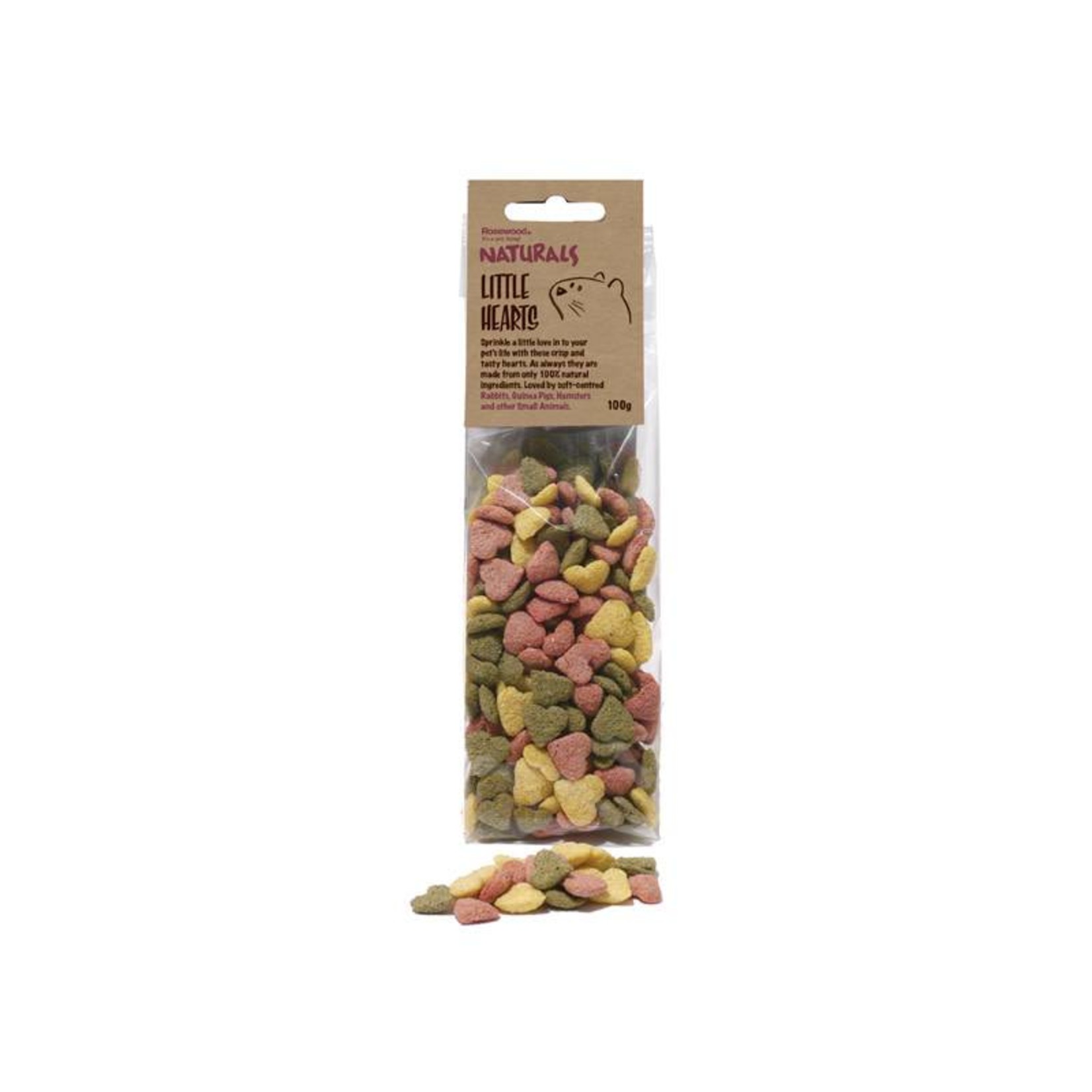 Rosewood Boredom Breaker Naturals Little Hearts Small Animal Treats, 100g