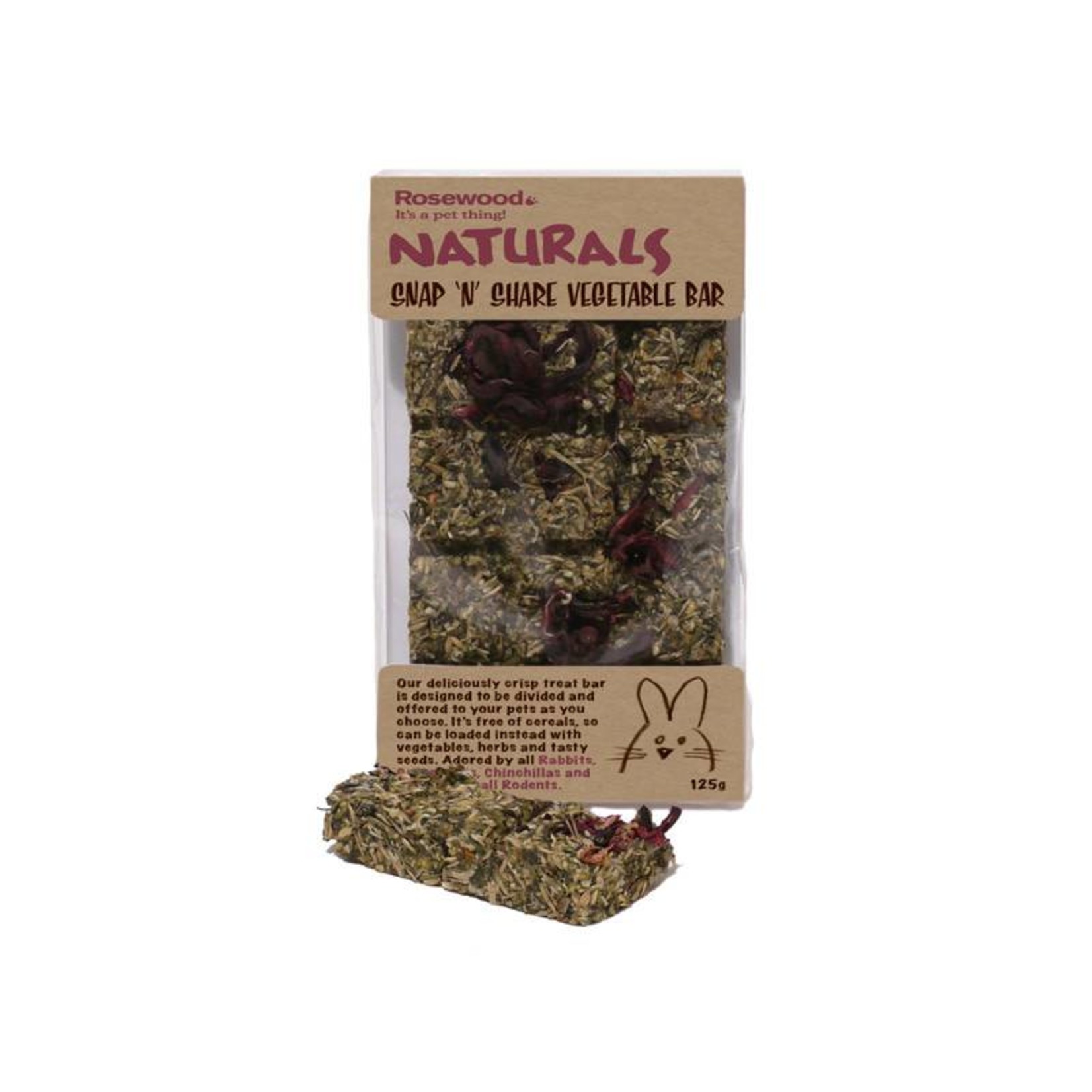 Rosewood Boredom Breaker Naturals Snap 'n' Share Vegetable Bar Small Animal Treats, 125g