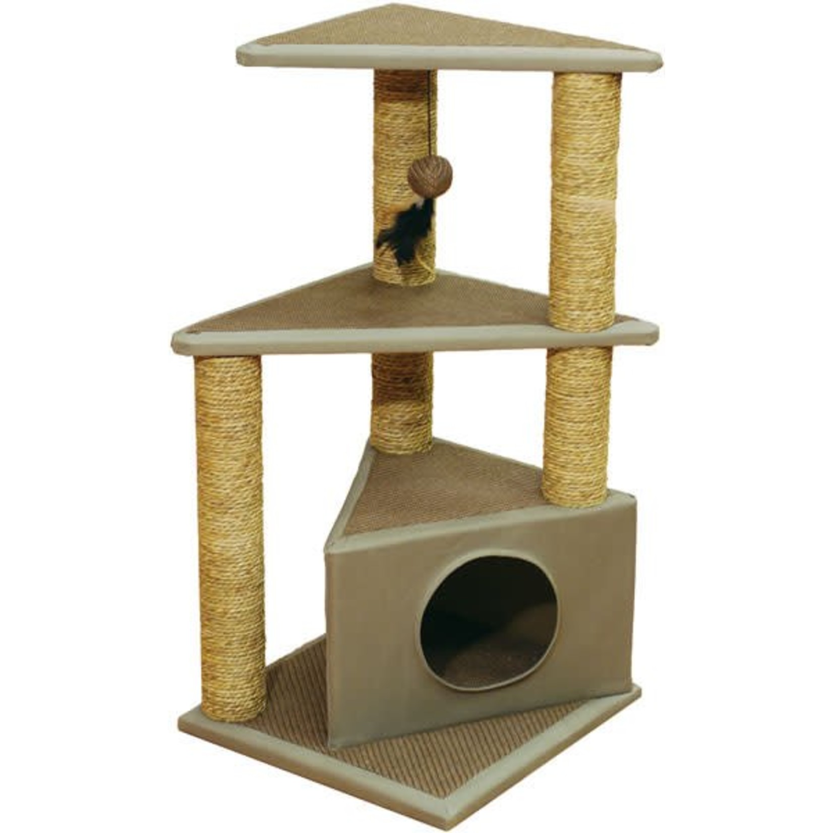 Rosewood Three Layer Cat Scratcher Post with Hideaway, Seattle