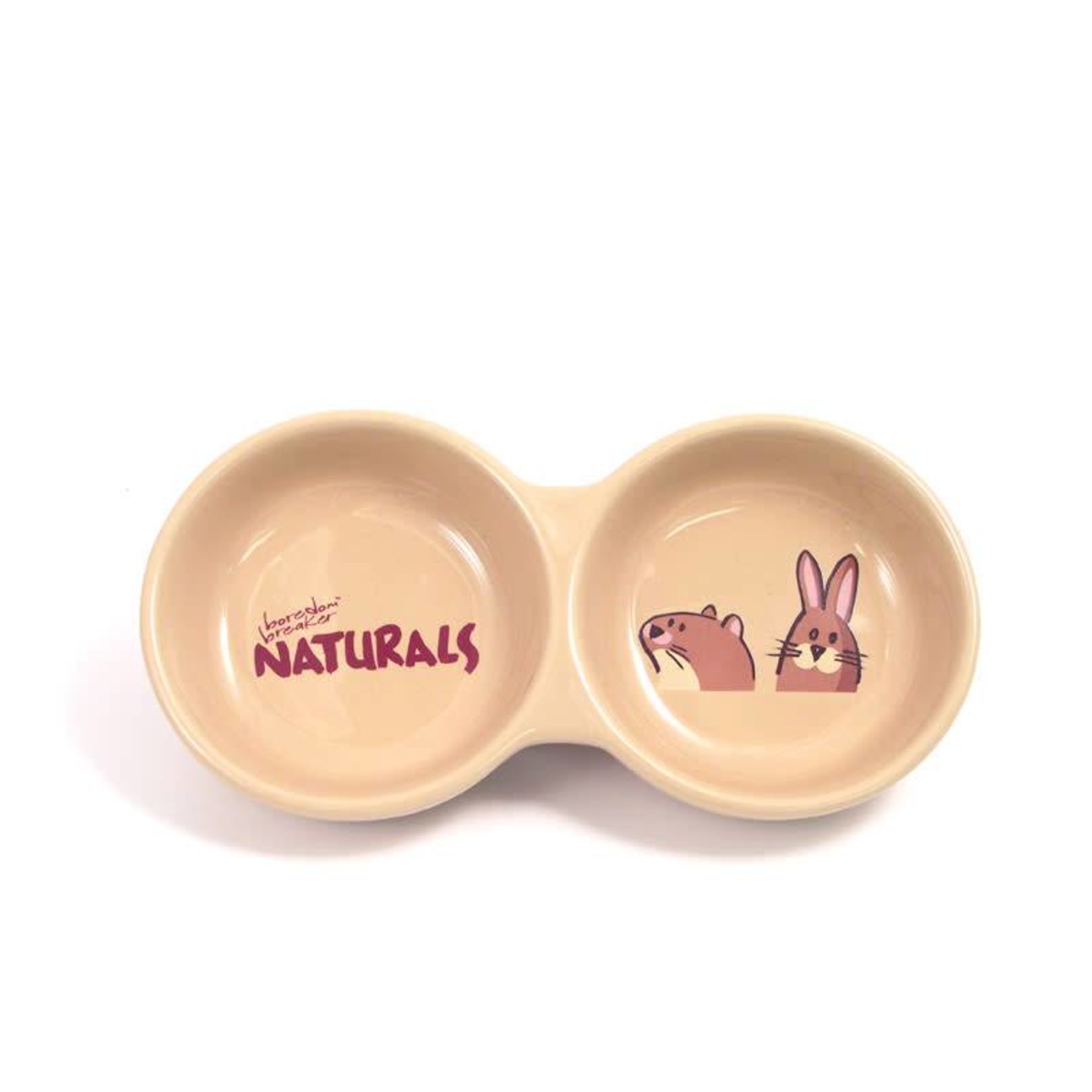 Rosewood Naturals Small Animal Ceramic Twin Bowl, 20cm 8inch