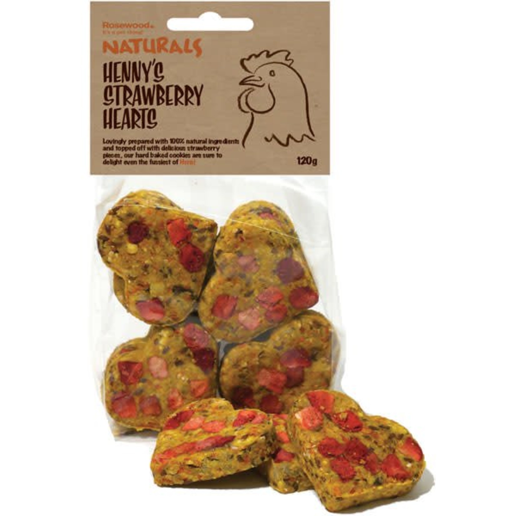 Rosewood Henny's Strawberry Hearts Poultry Treats for Chickens, 120g