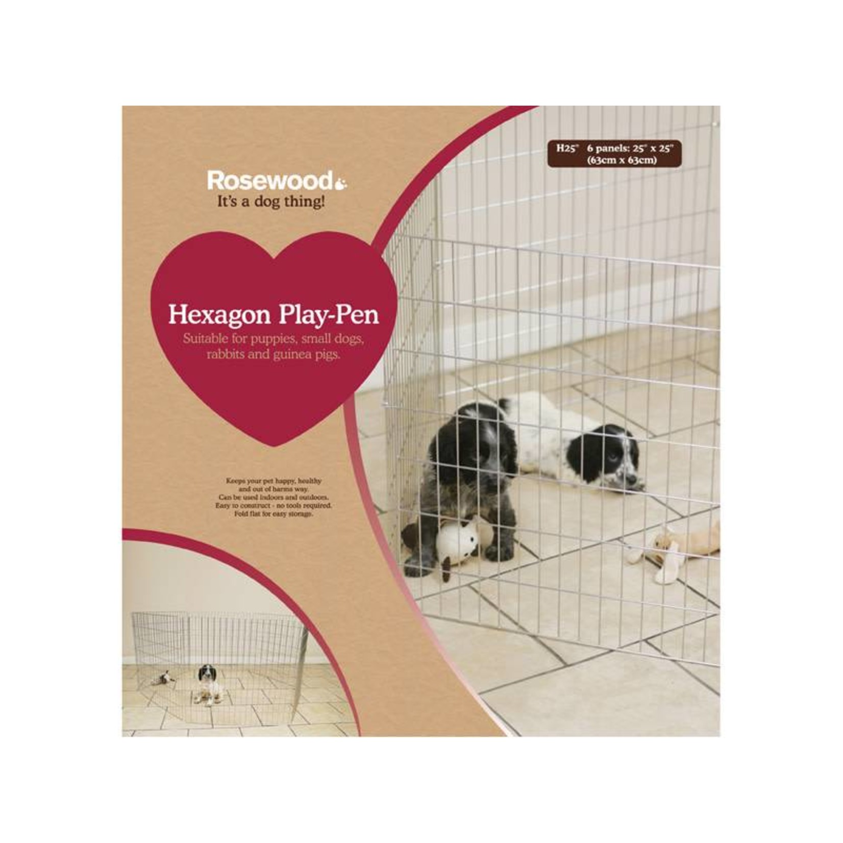 Rosewood Hexagon Puppy Play Pen, 6 panels of 25 x 25cm