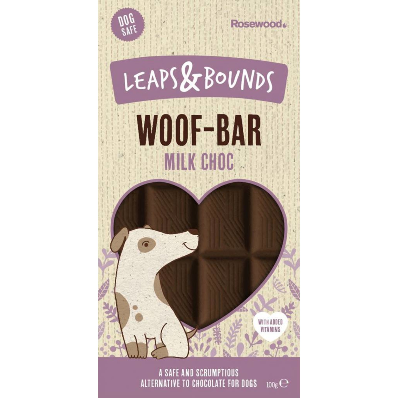 Rosewood Leaps & Bounds Woof Choc Bar Dog Treat, 100g