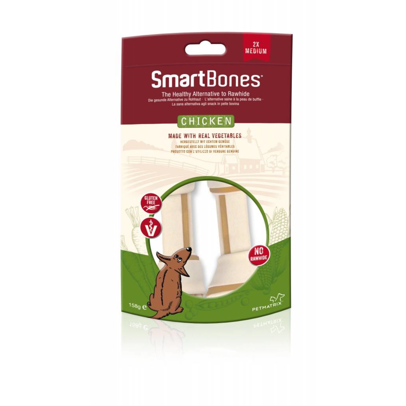 SmartBones Rawhide Alternative Chicken Bones Dog Treats, Medium, 2 pack