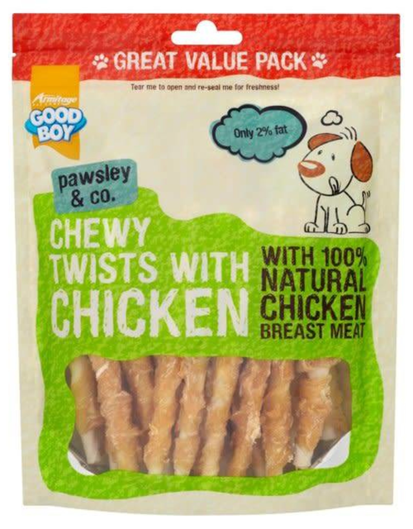 Pawsley & Co Chewy Dog Treats Twists with Chicken 320g Pet Care By Post