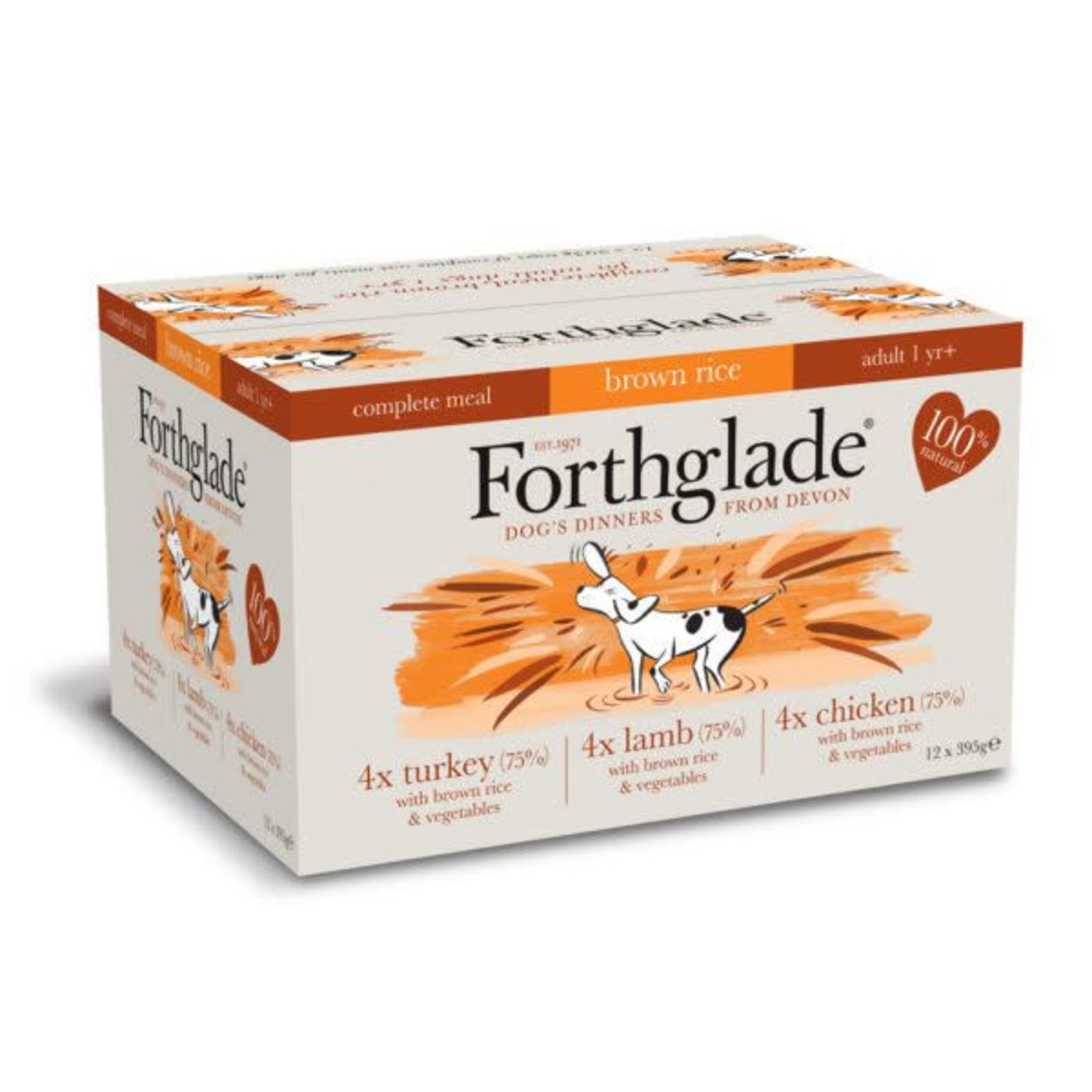 Forthglade Complete Turkey, Lamb & Chicken with Brown Rice Adult Wet Dog Food, Multicase 12 x 395g