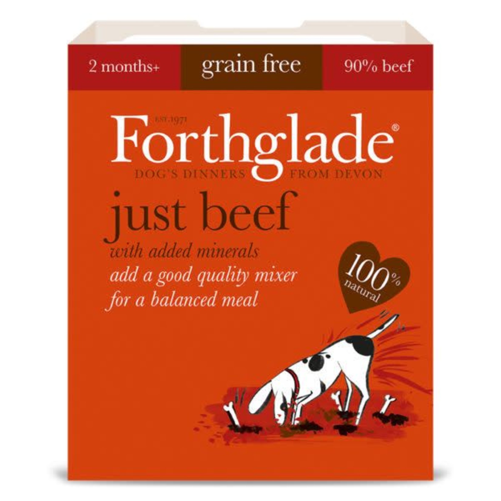 Forthglade Just Beef Grain Free 2 Months + Wet Dog Food, 395g