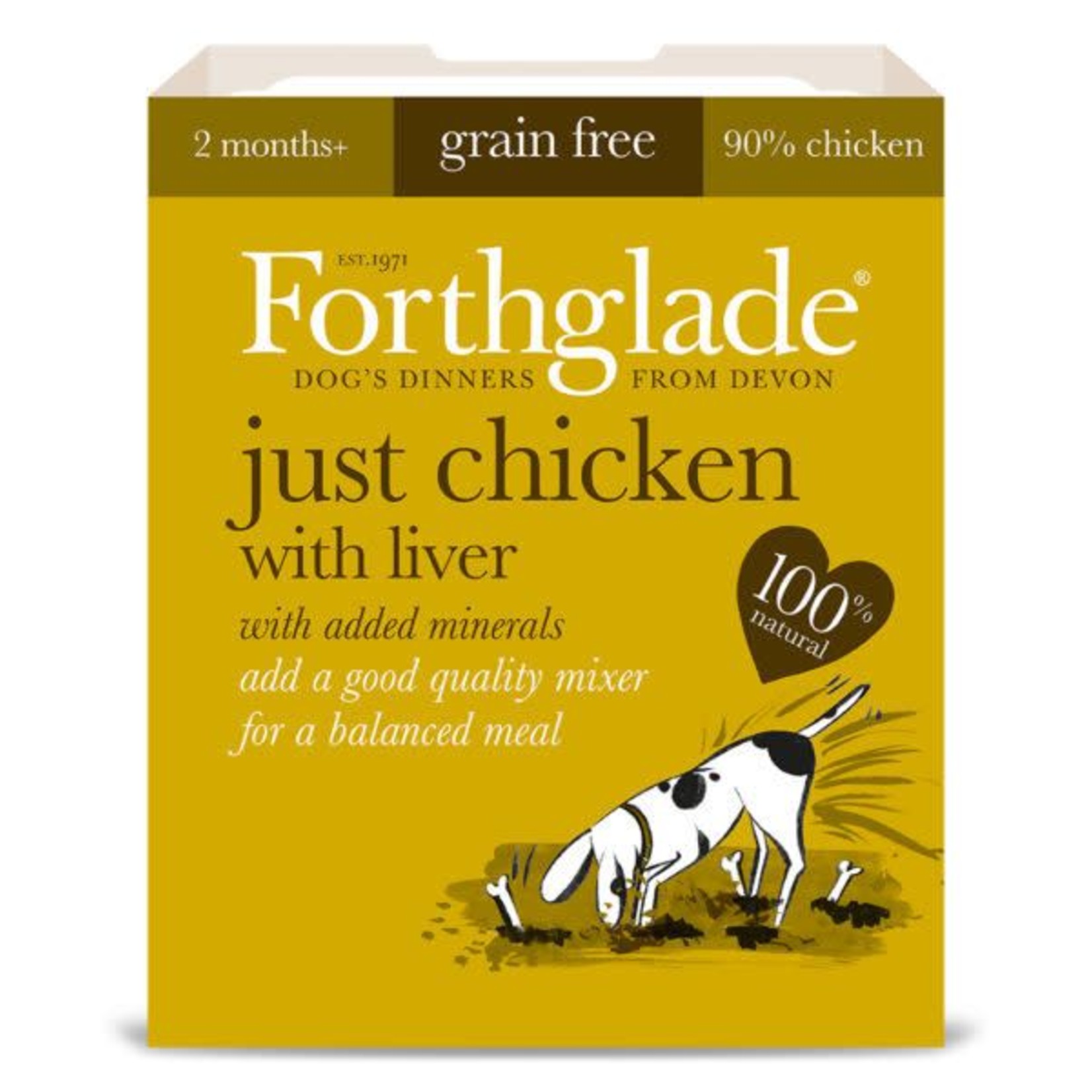 Forthglade Just Chicken with Liver Grain Free 2 Months + Wet Dog Food, 395g