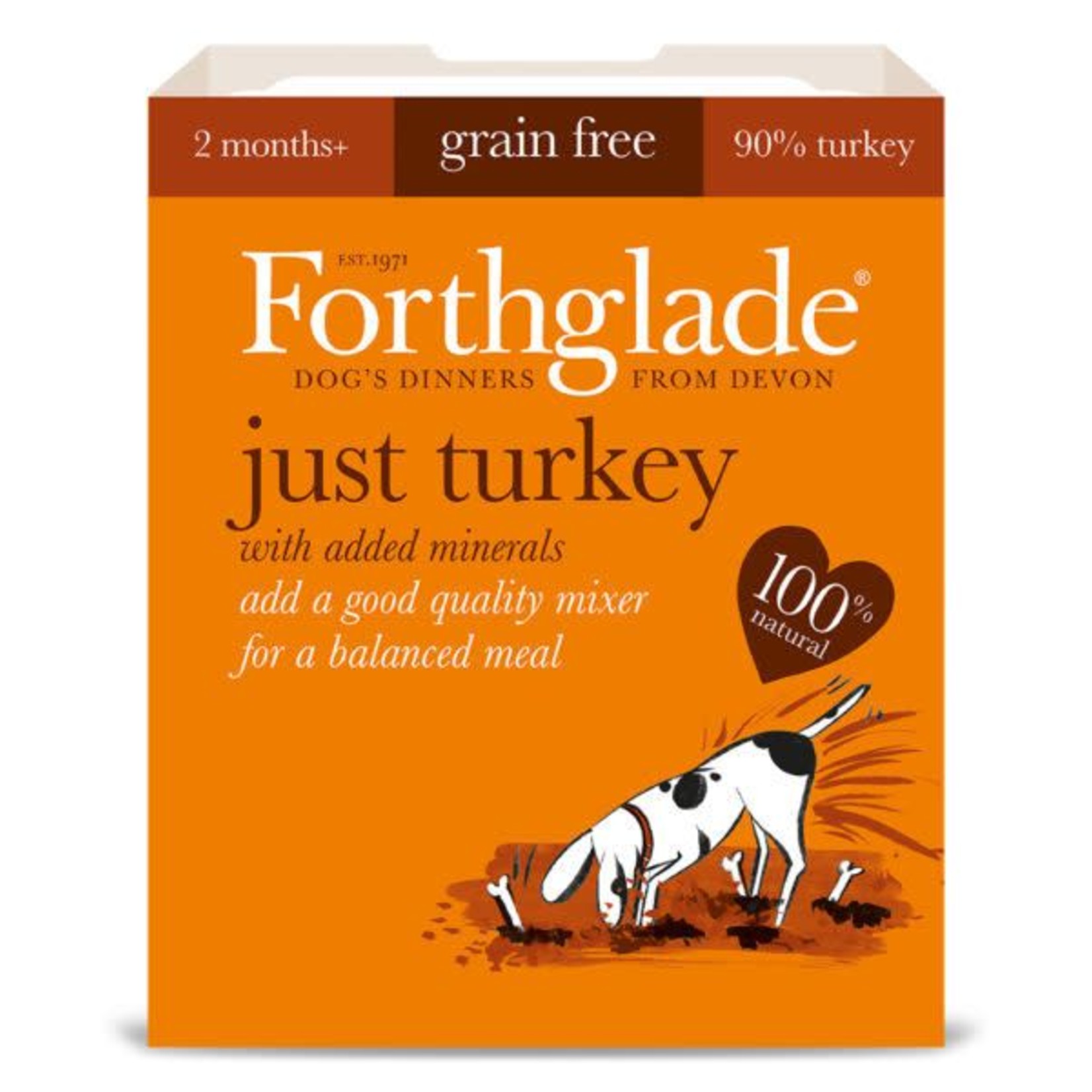 Forthglade Just Turkey Grain Free 2 Months + Wet Dog Food, 395g