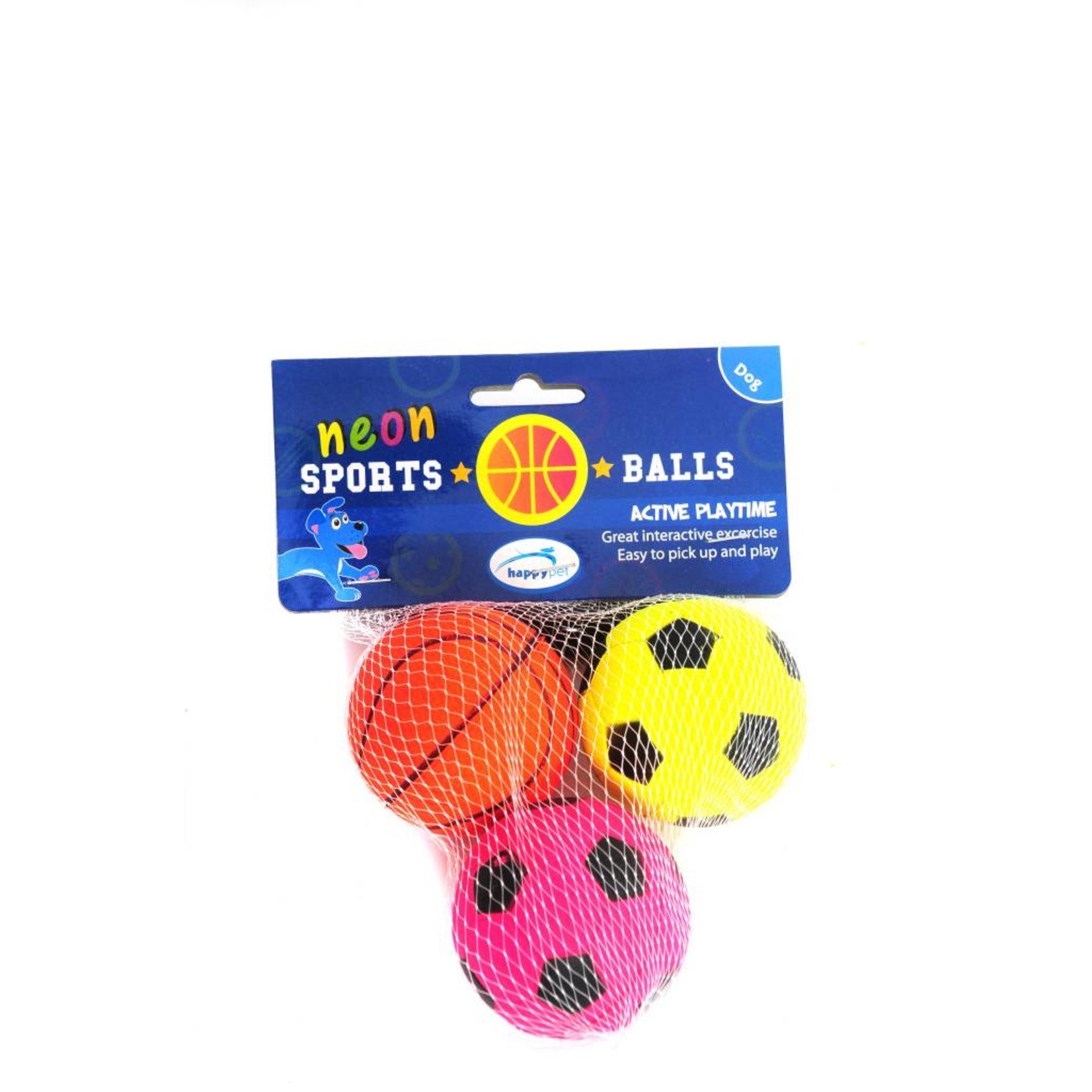 Happy Pet Neon Sports Balls Dog Toy, 3 pack