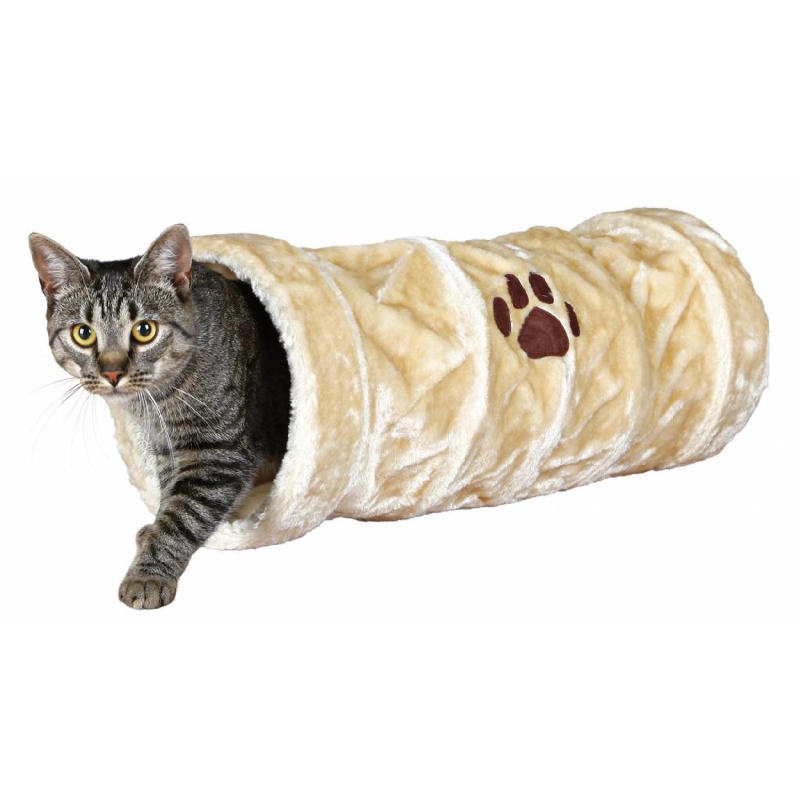 Trixie 'CLEARANCE' Playing Plush Cat Tunnel, Beige, 22 x 60cm