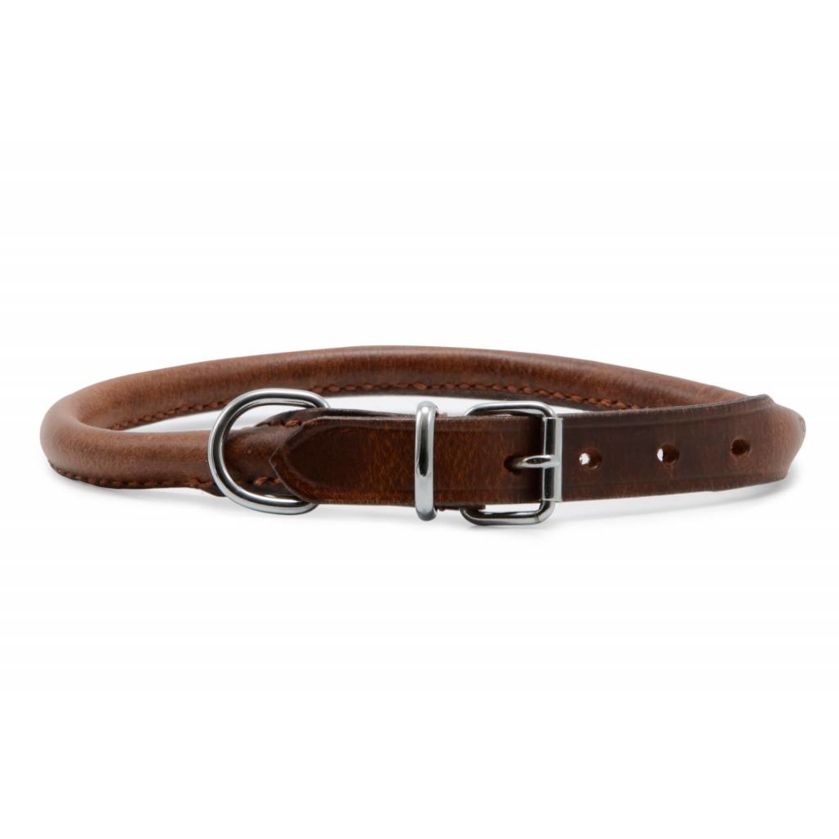 Ancol Heritage Round Sewn Leather Dog Collar, Chestnut
