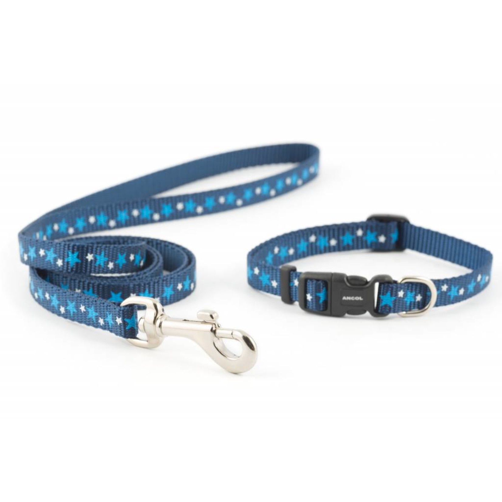 Ancol Small Bite Stars Collar & Lead Set For Puppies & Small Dogs, Blue