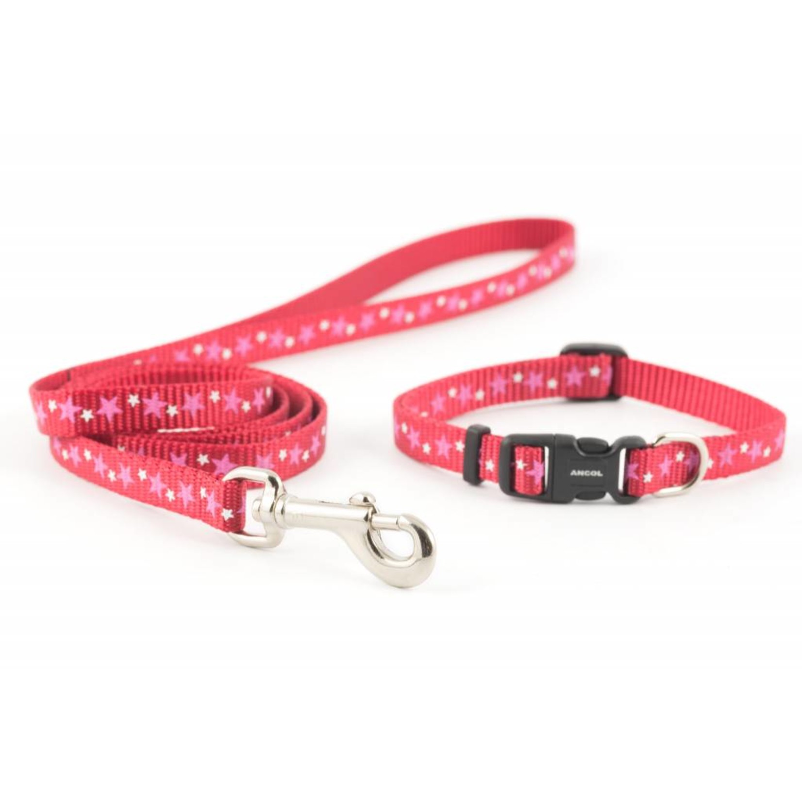Ancol Small Bite Stars Collar & Lead Set For Puppies & Small Dogs,Red