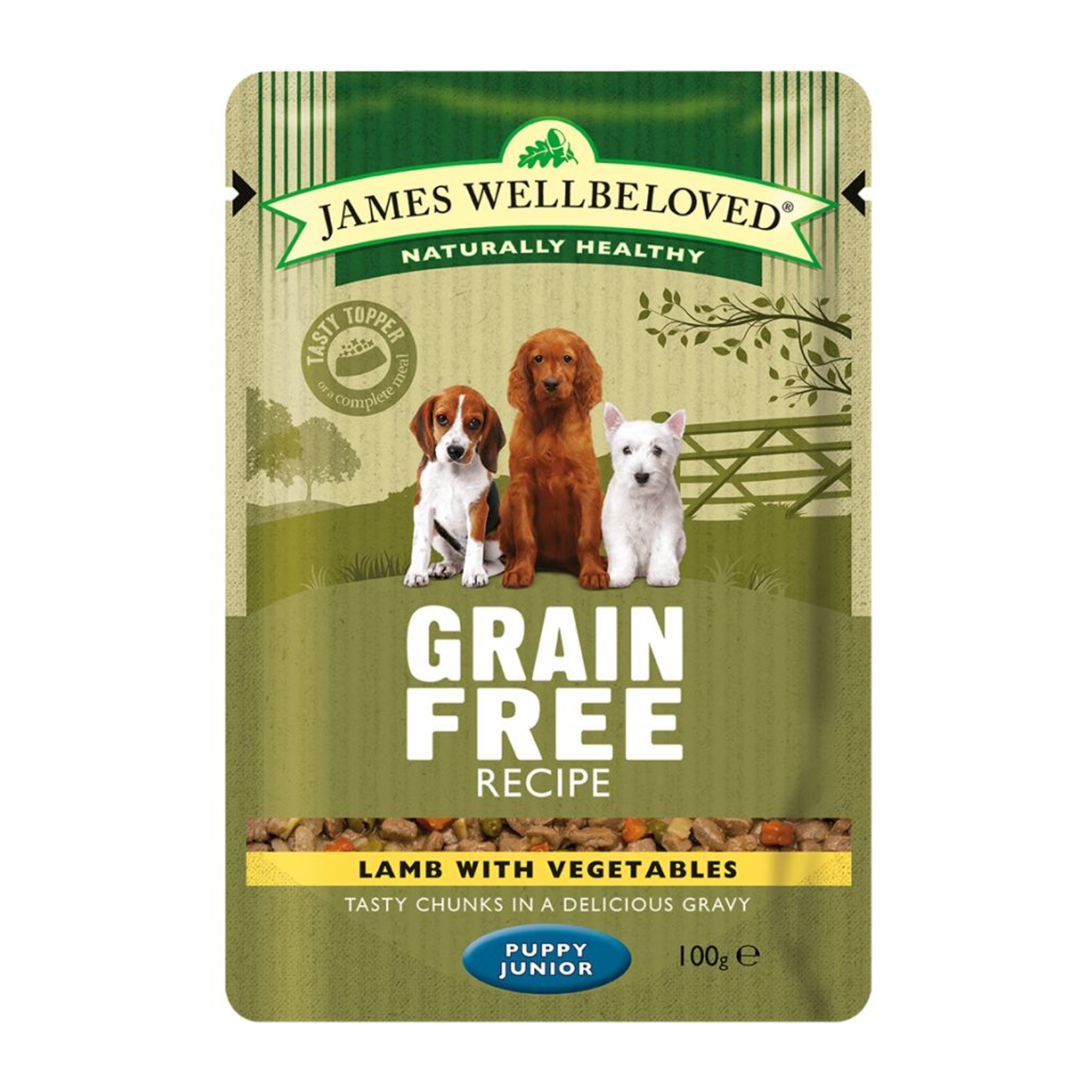 James Wellbeloved Grain Free Puppy Wet Food Pouch, Lamb, 100g