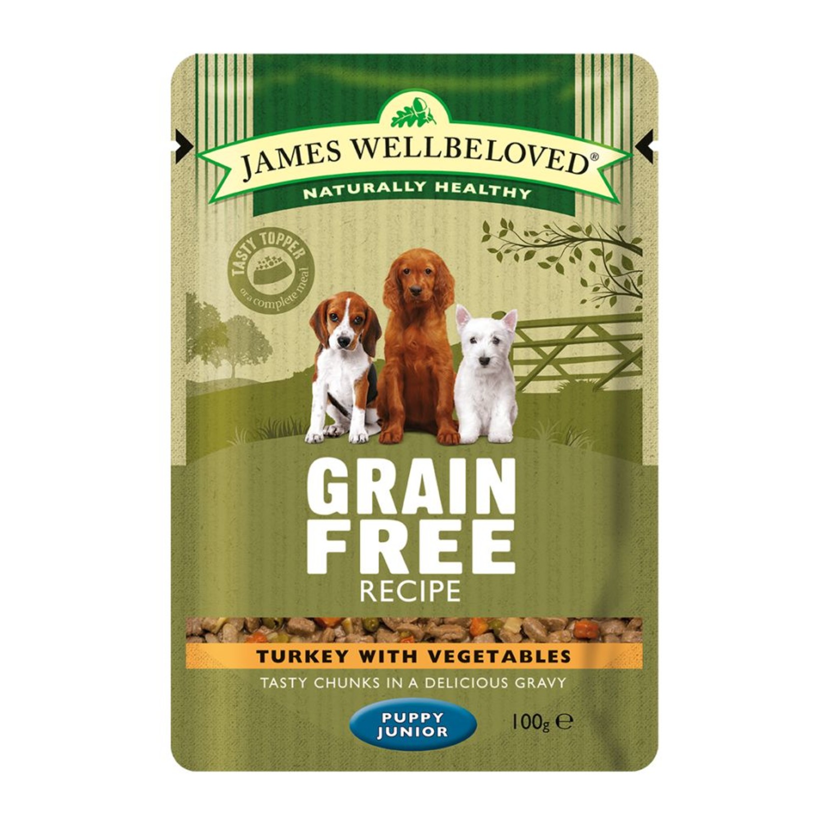 James Wellbeloved Grain Free Puppy Wet Food Pouch, Turkey, 100g