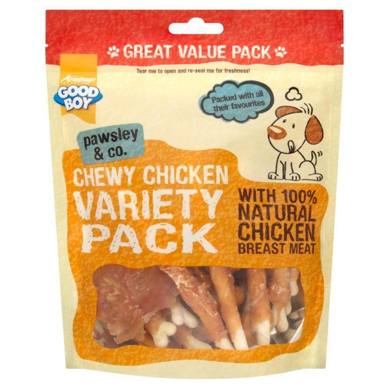 Good Boy Pawsley & Co Chewy Chicken Variety Pack Dog Treats, 320g