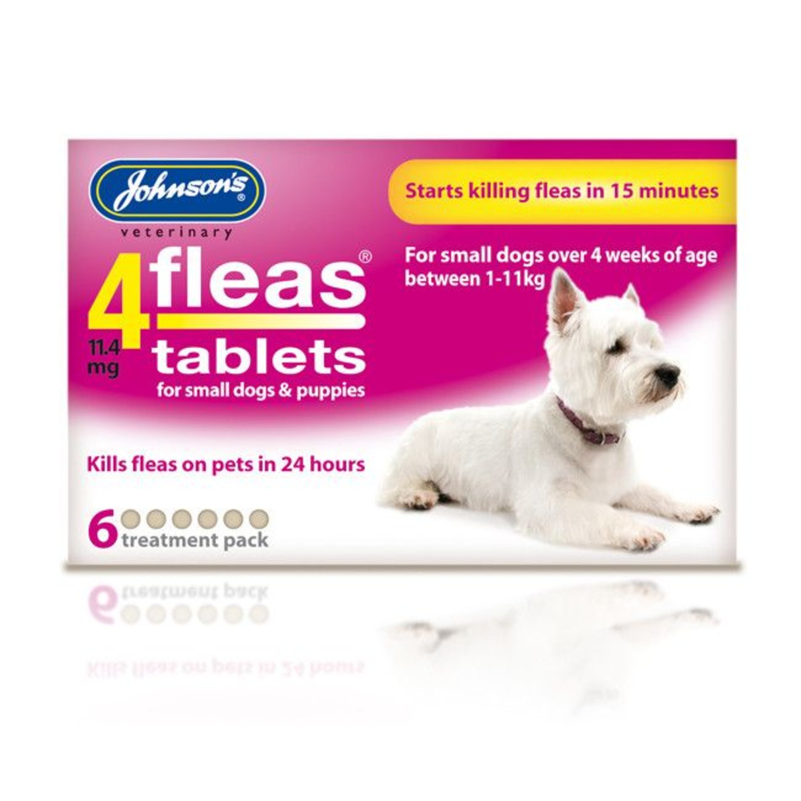 Johnson's Veterinary 4Fleas Tablets for Small Dogs & Puppies Up To 11 kg, 6 treatment pack