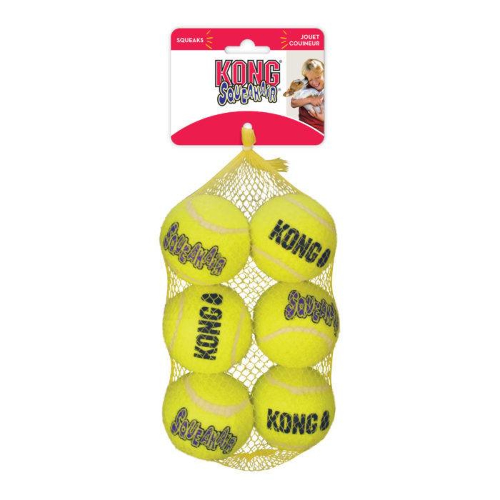 KONG AirDog Squeaker Tennis Ball Dog Toy, Medium, 6 Pack