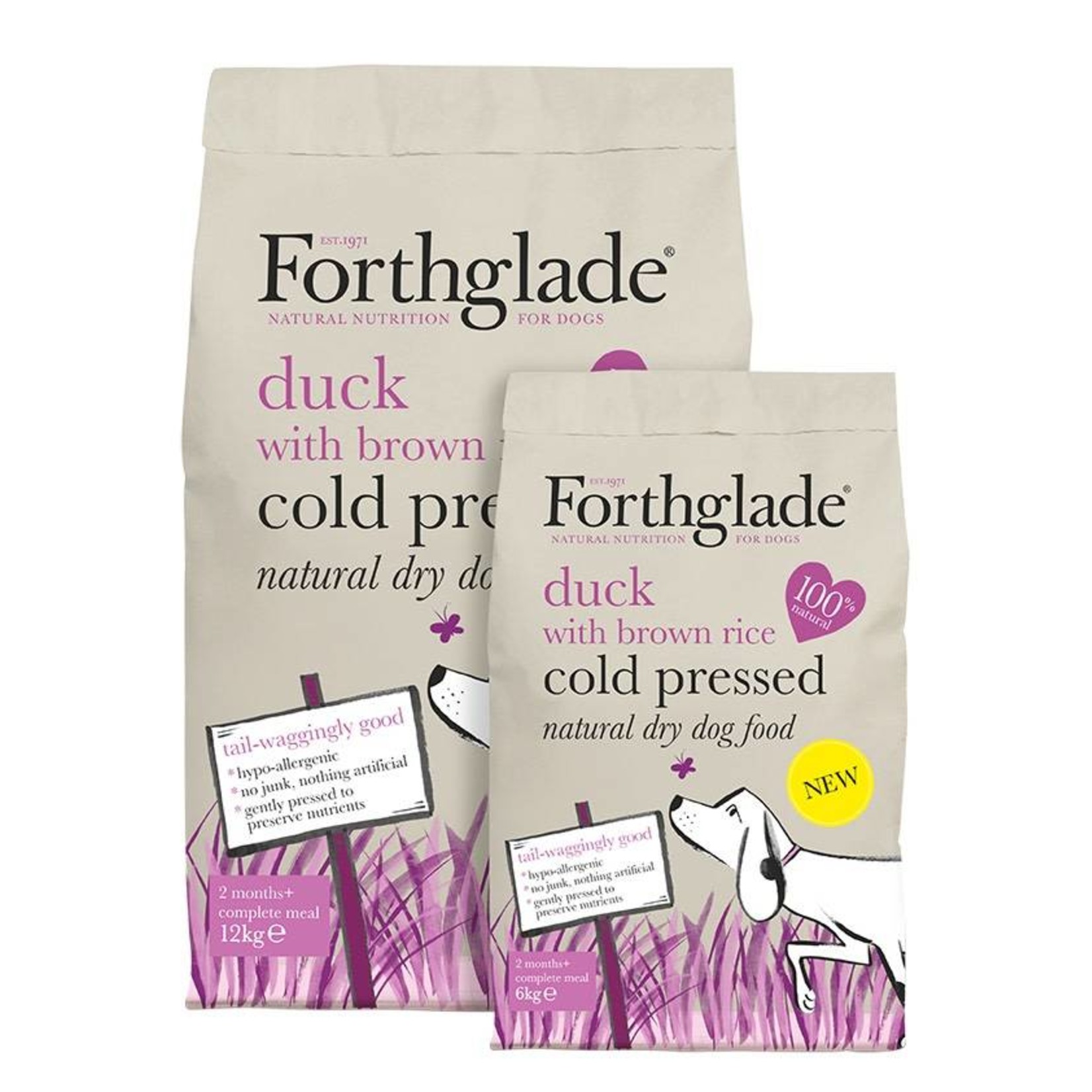 Forthglade Cold Pressed Grain Free Dry Dog Food from 2 Months + Duck with Brown Rice