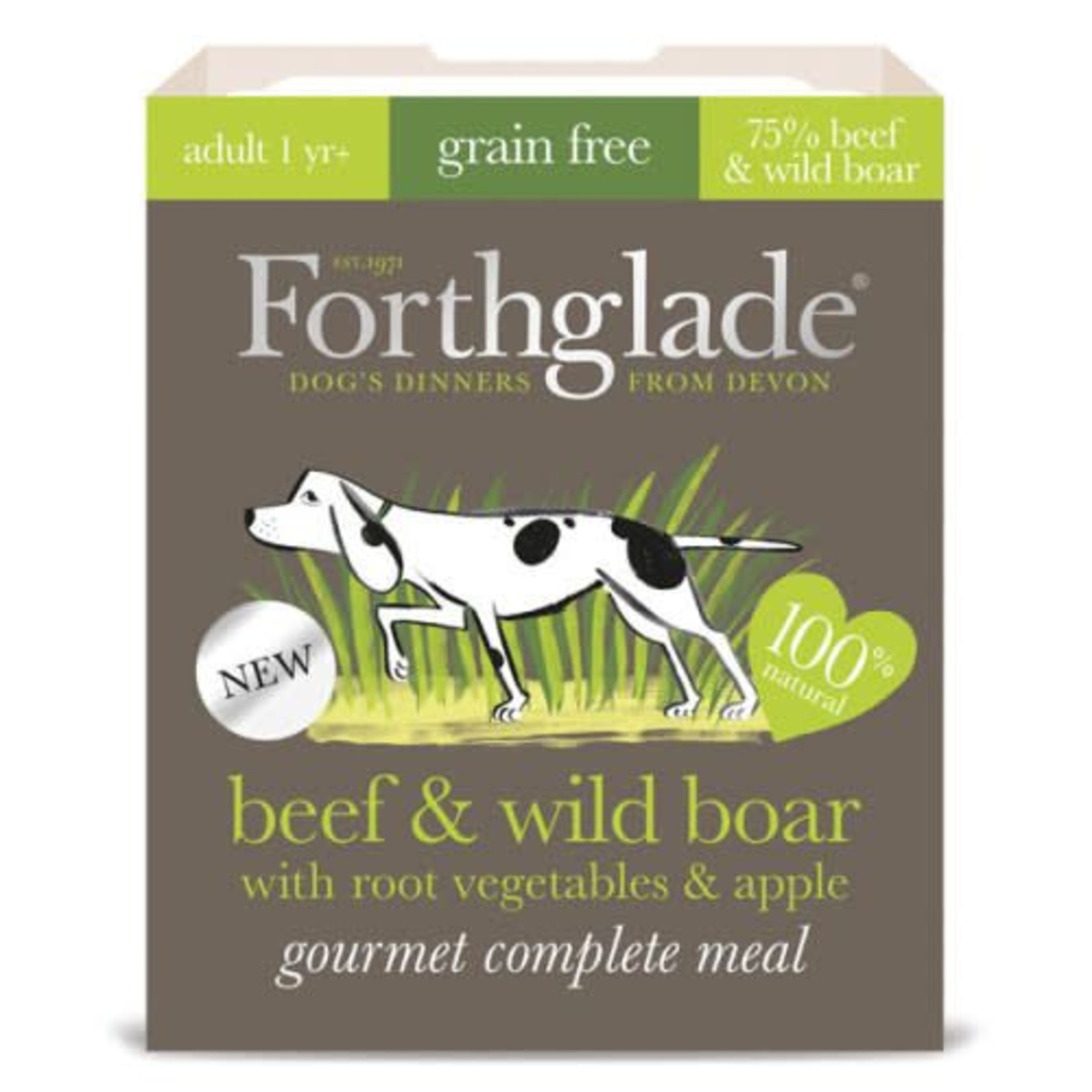 Forthglade Gourmet Grain Free Beef & Wild Boar Adult Wet Dog Food, 395g