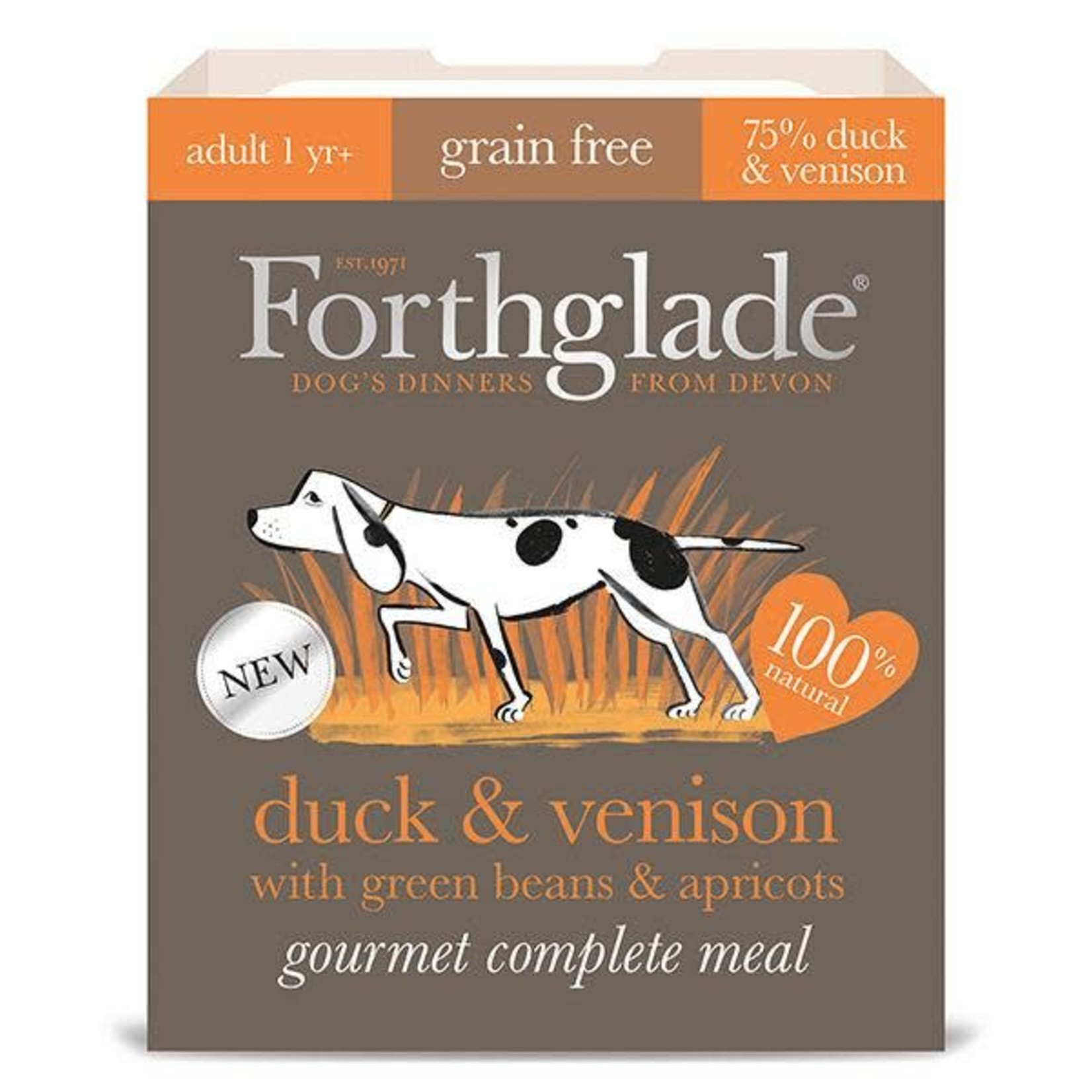 Forthglade Gourmet Grain Free Duck & Venison Adult Wet Dog Food, 395g