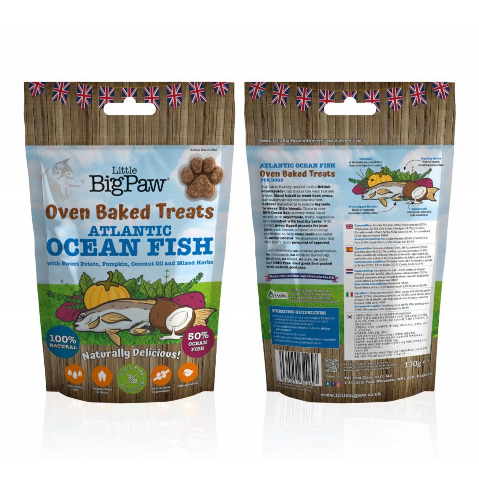 Little BigPaw Oven Baked Atlantic Ocean Fish Dog Treats, 130g