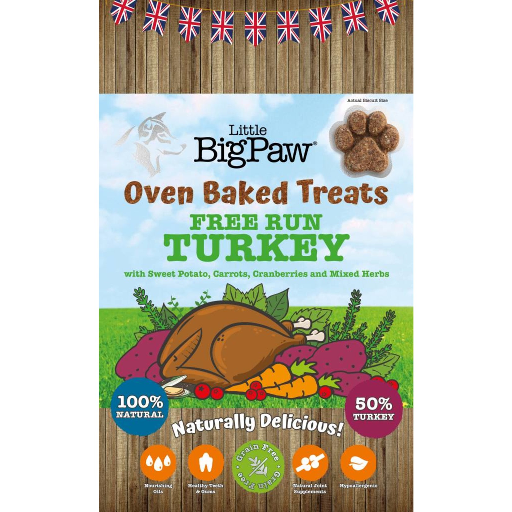 Little BigPaw Grain Free Free Run Oven Baked Turkey Dog Treats, 130g