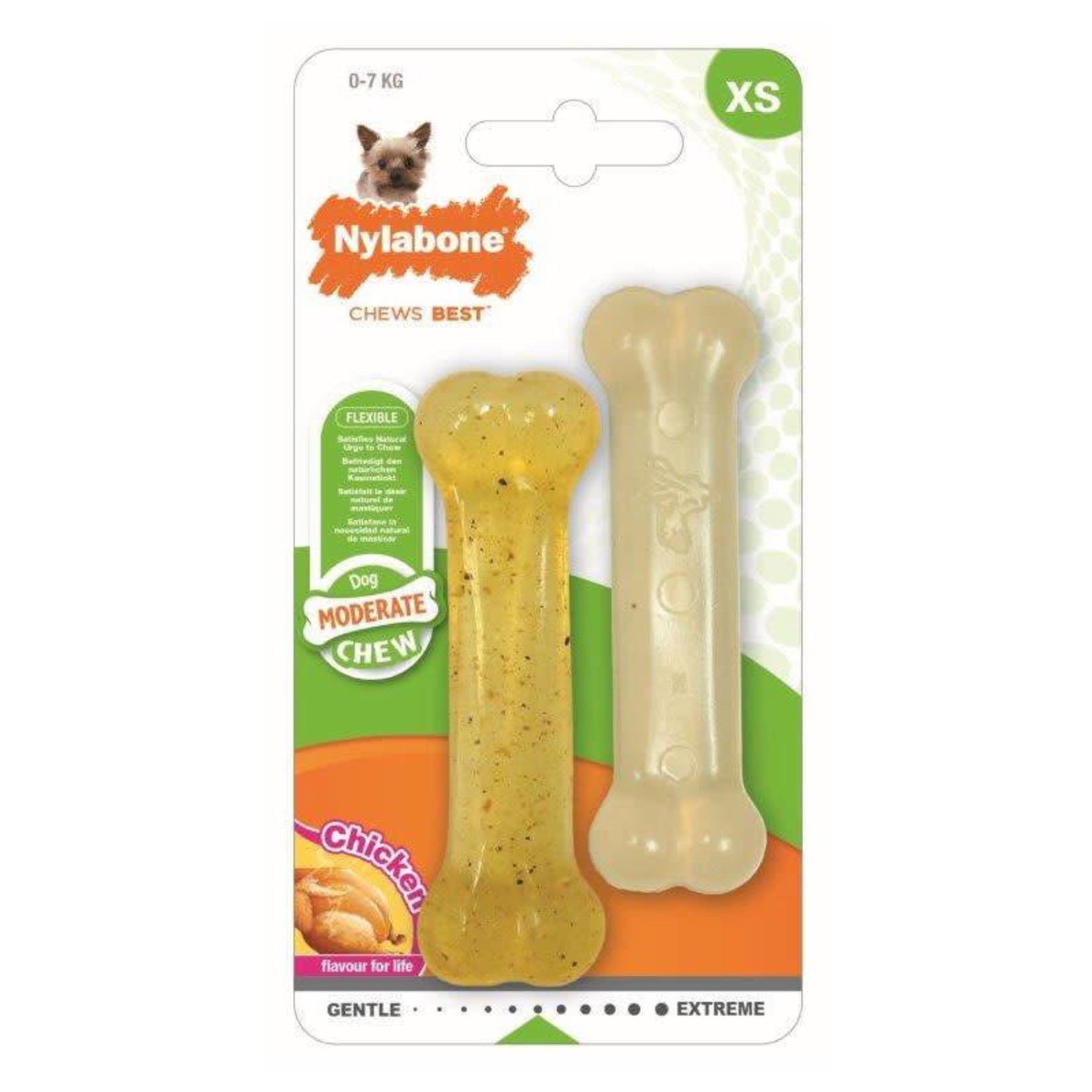 Nylabone Moderate Chew Dog Chew Twin Pack X Small (Chicken)