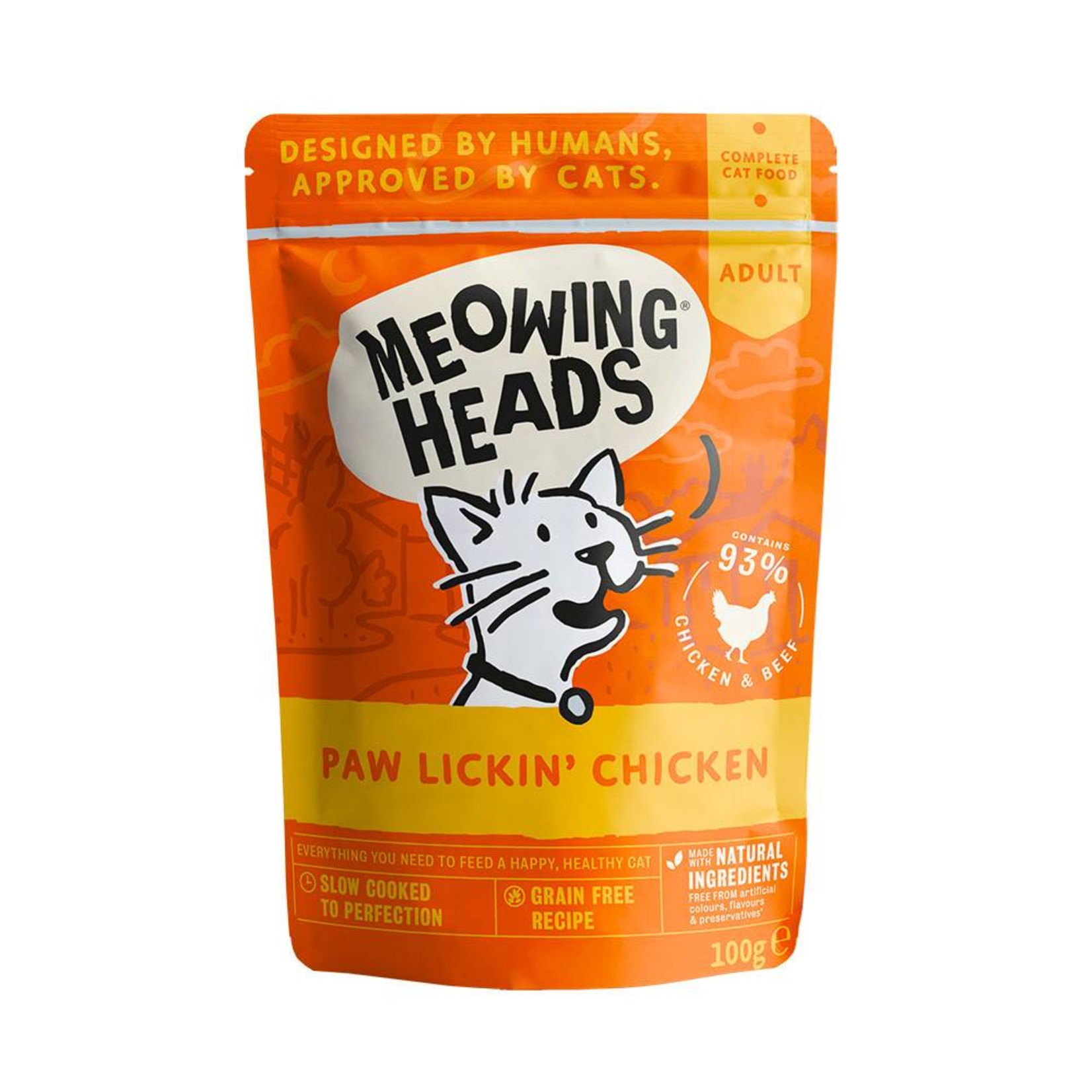 Meowing Heads Paw Lickin’ Chicken Adult Cat Wet Food, 100g