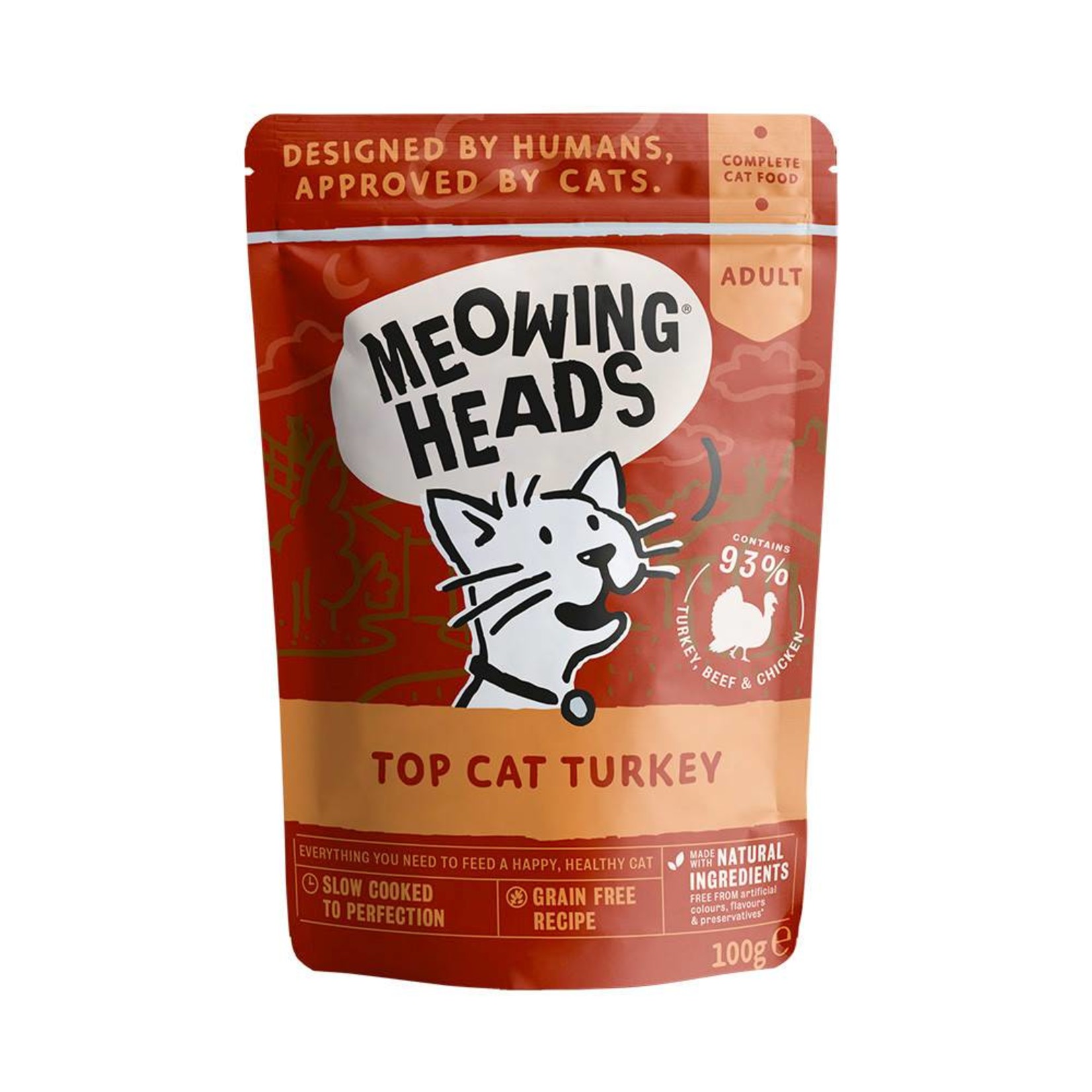 Meowing Heads Top Cat Turkey Adult Cat Wet Food, 100g