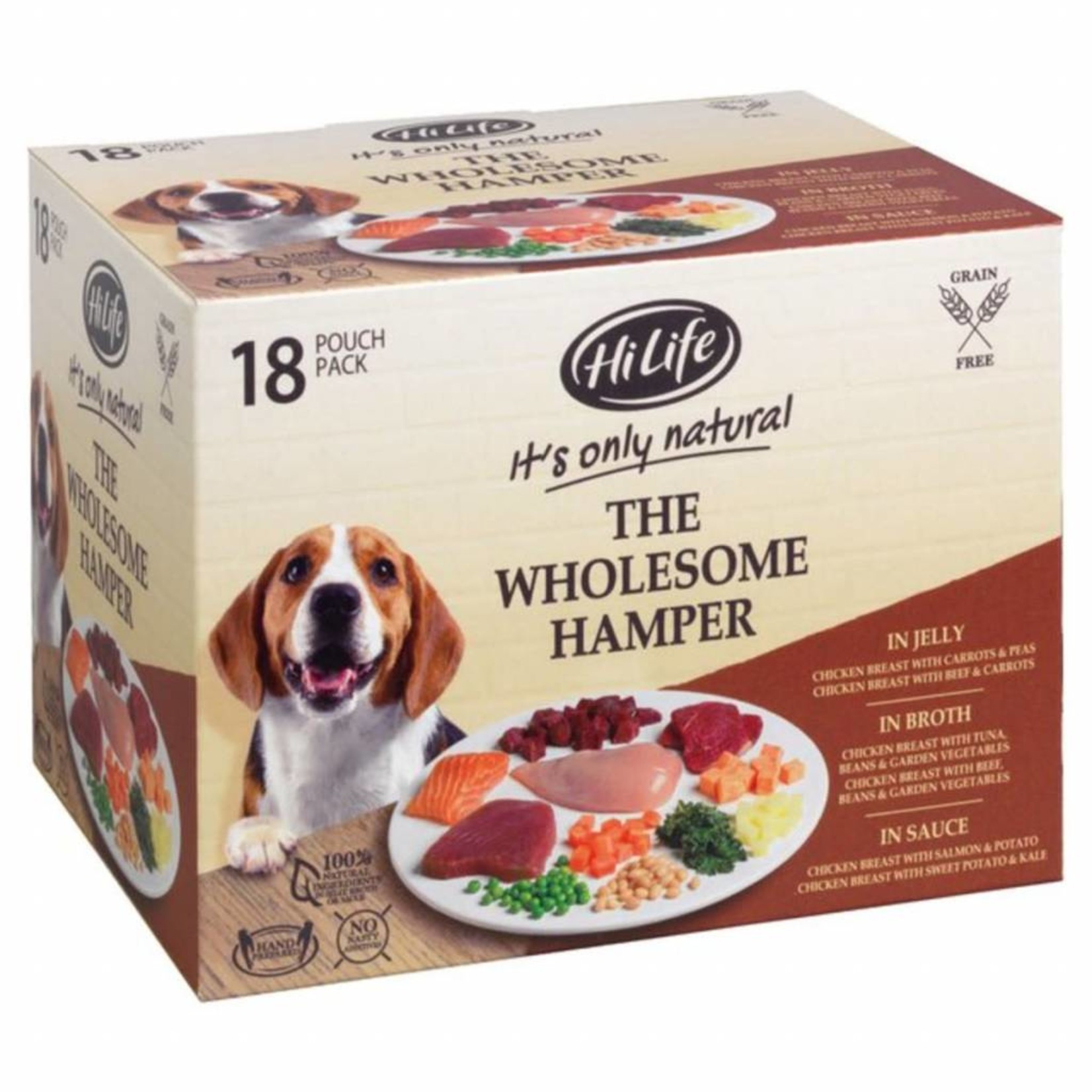HiLife It's Only Natural The Wholesome Hamper Wet Dog Food Pouch, 18 x 100g