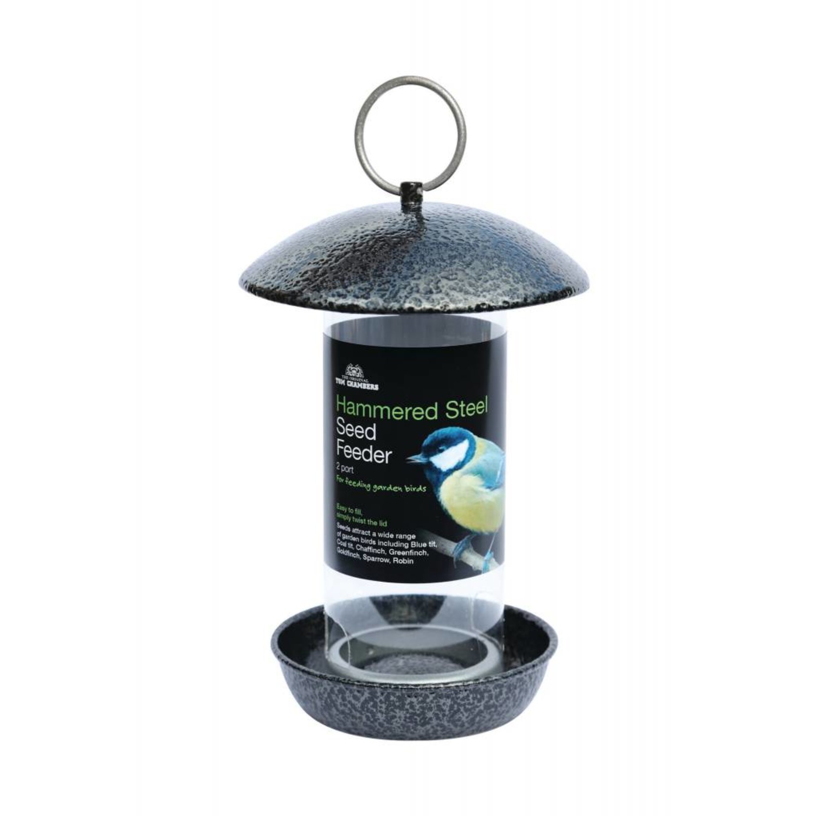 Tom Chambers Hammered Steel Seed Wild Bird Feeder, 2 port