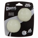 Chuckit! Max Glow Ball Dog Toy, Medium 6.5cm, 2 pack
