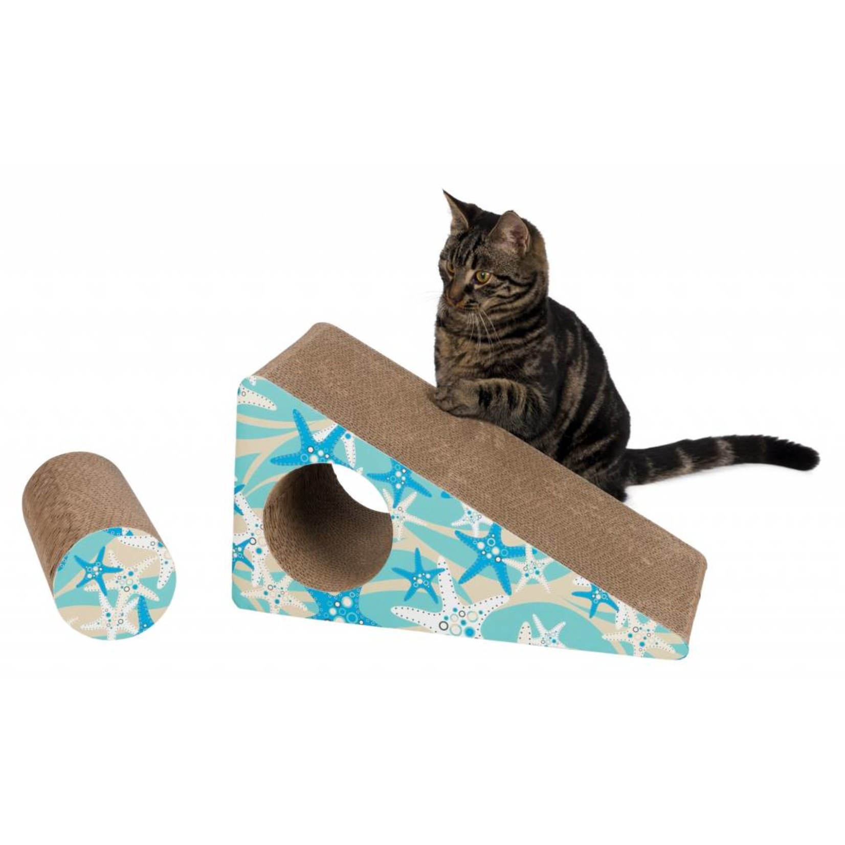 Trixie Cardboard Cat Scratching Ramp, Turquoise, 44 x 23 x 21cm