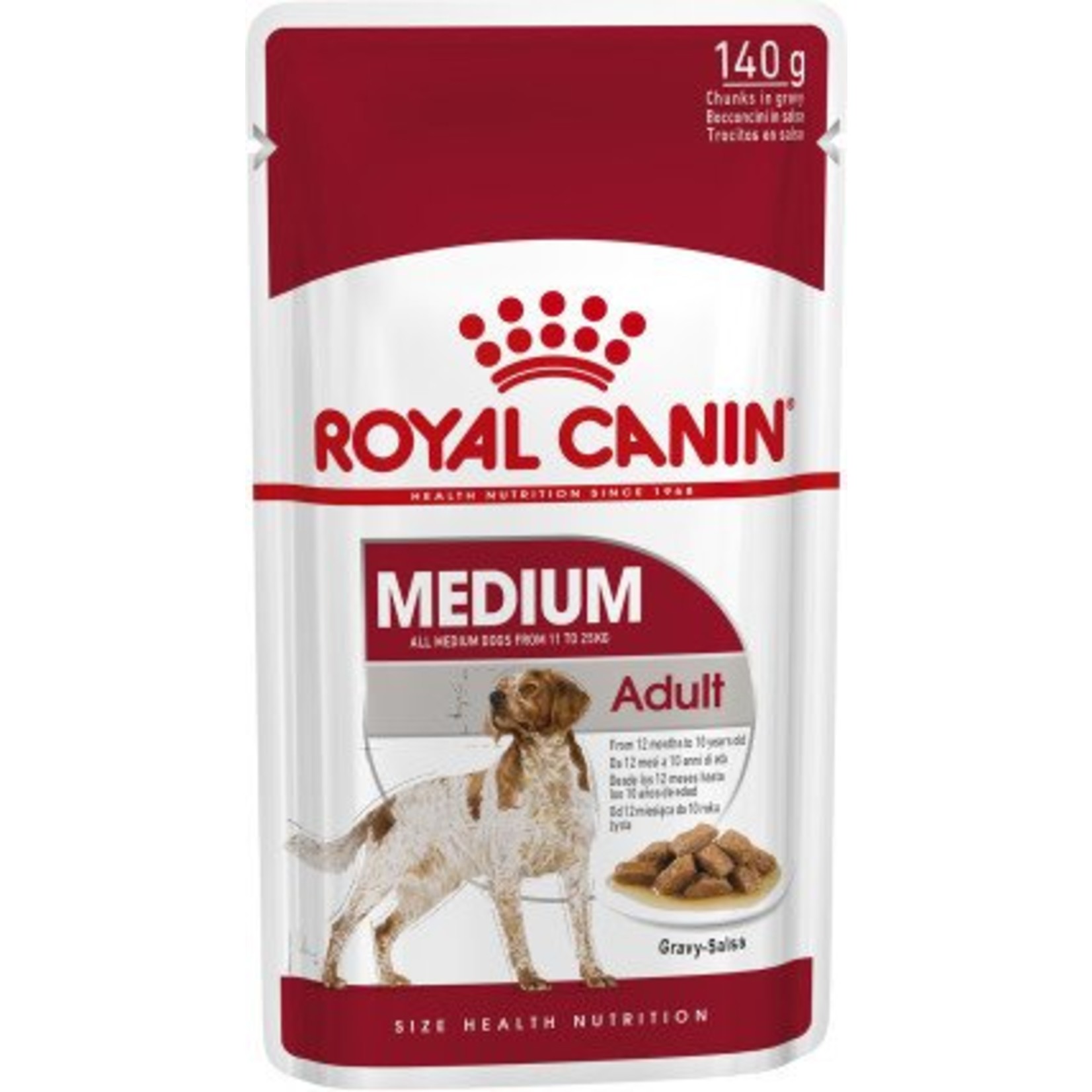 Royal Canin Medium Adult Dog Wet Food Pouch, 140g, box of 10