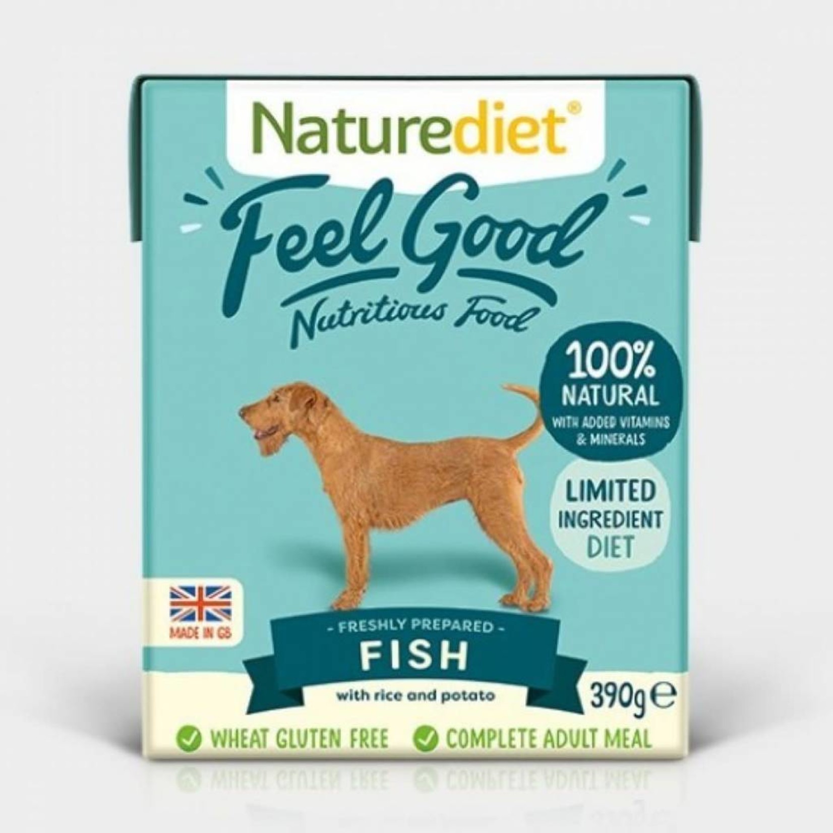 Naturediet Case of Feel Good Adult Dog Wet Food, Fish, 18 x 390g