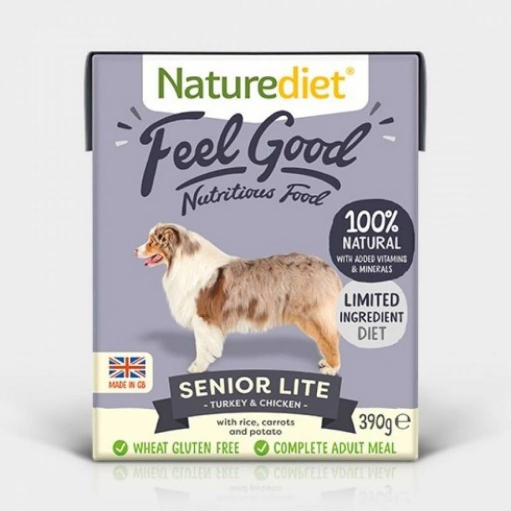 Naturediet Case of Feel Good Senior Lite Dog Wet Food, Turkey & Chicken, 18 x 390g