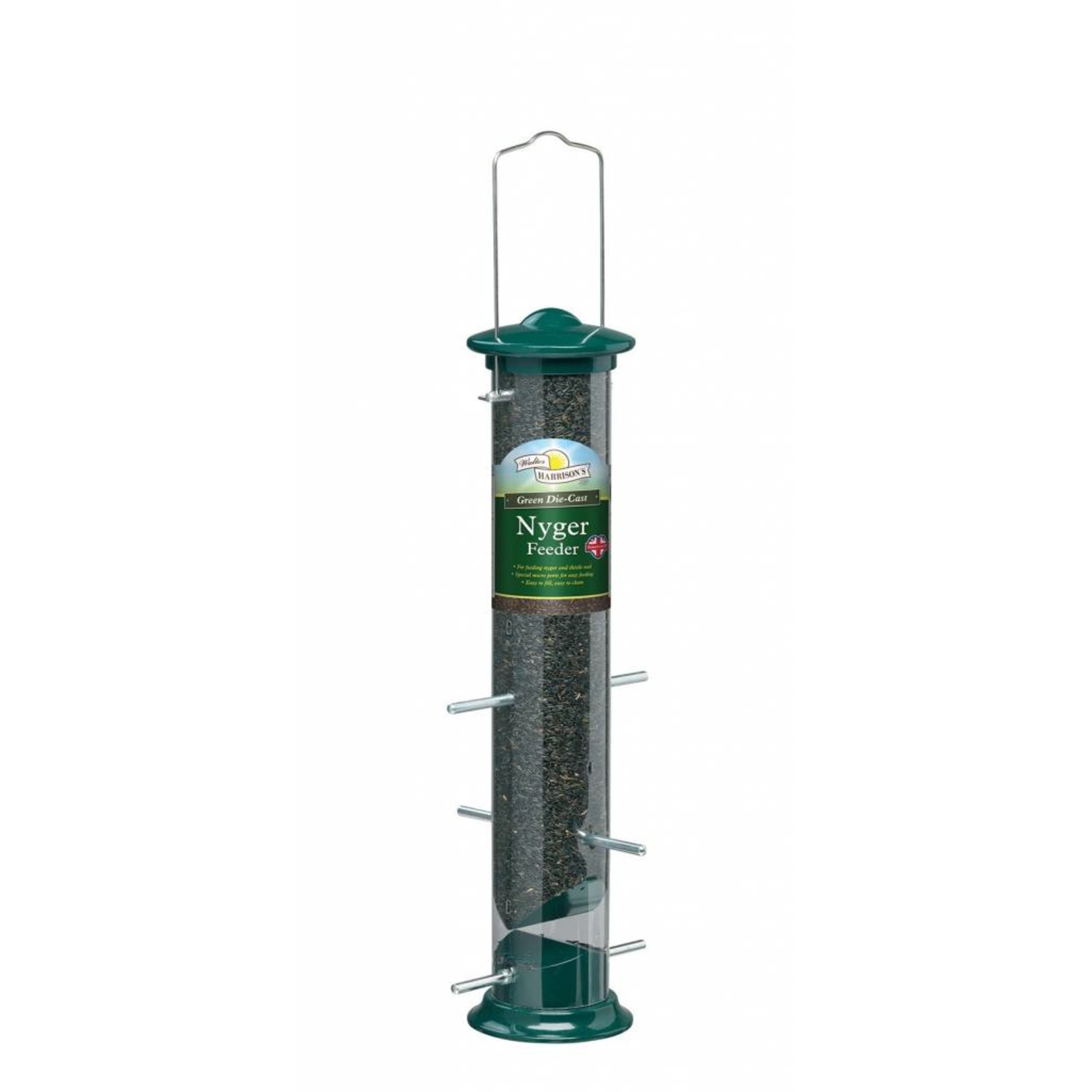 Harrisons Green Die-Cast Aluminium Nyger Seed Wild Bird Feeder