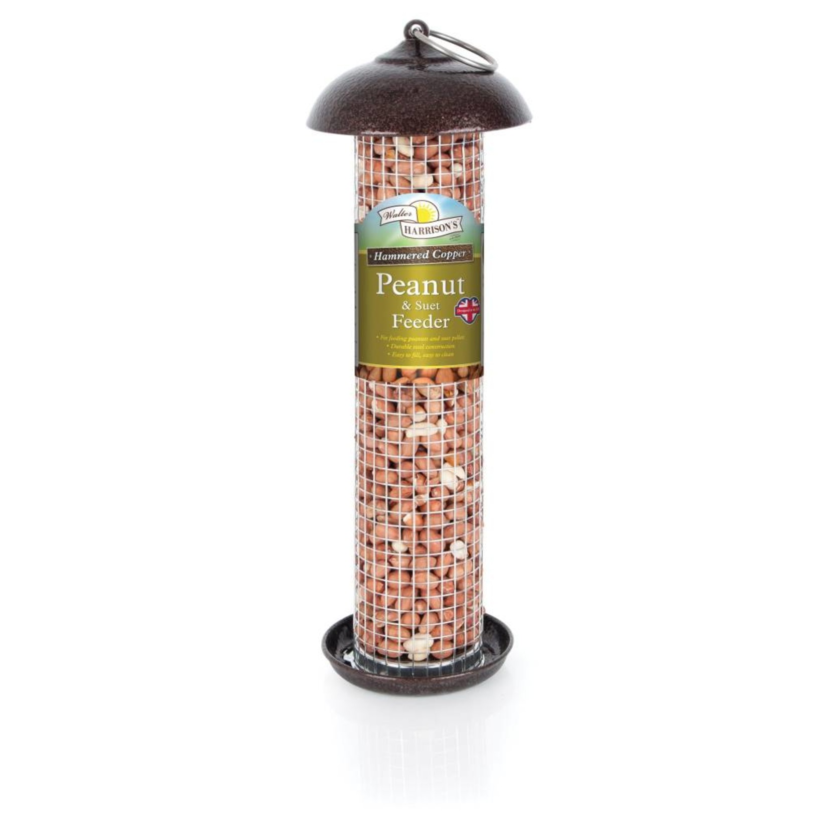 Harrisons Hammered Copper Peanut & Suet Wild Bird Feeder, 30cm