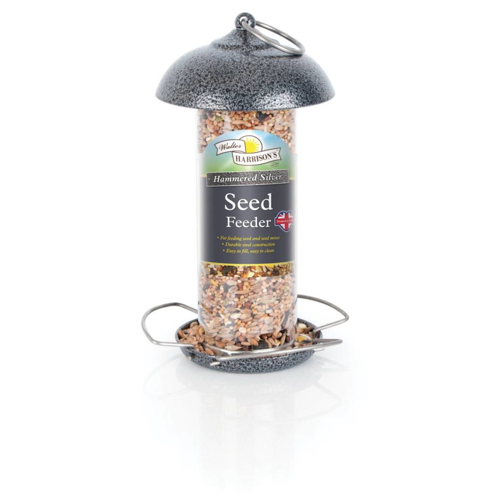 Harrisons Mini Seed Feeder Silver/Grey Hammertone 20cm