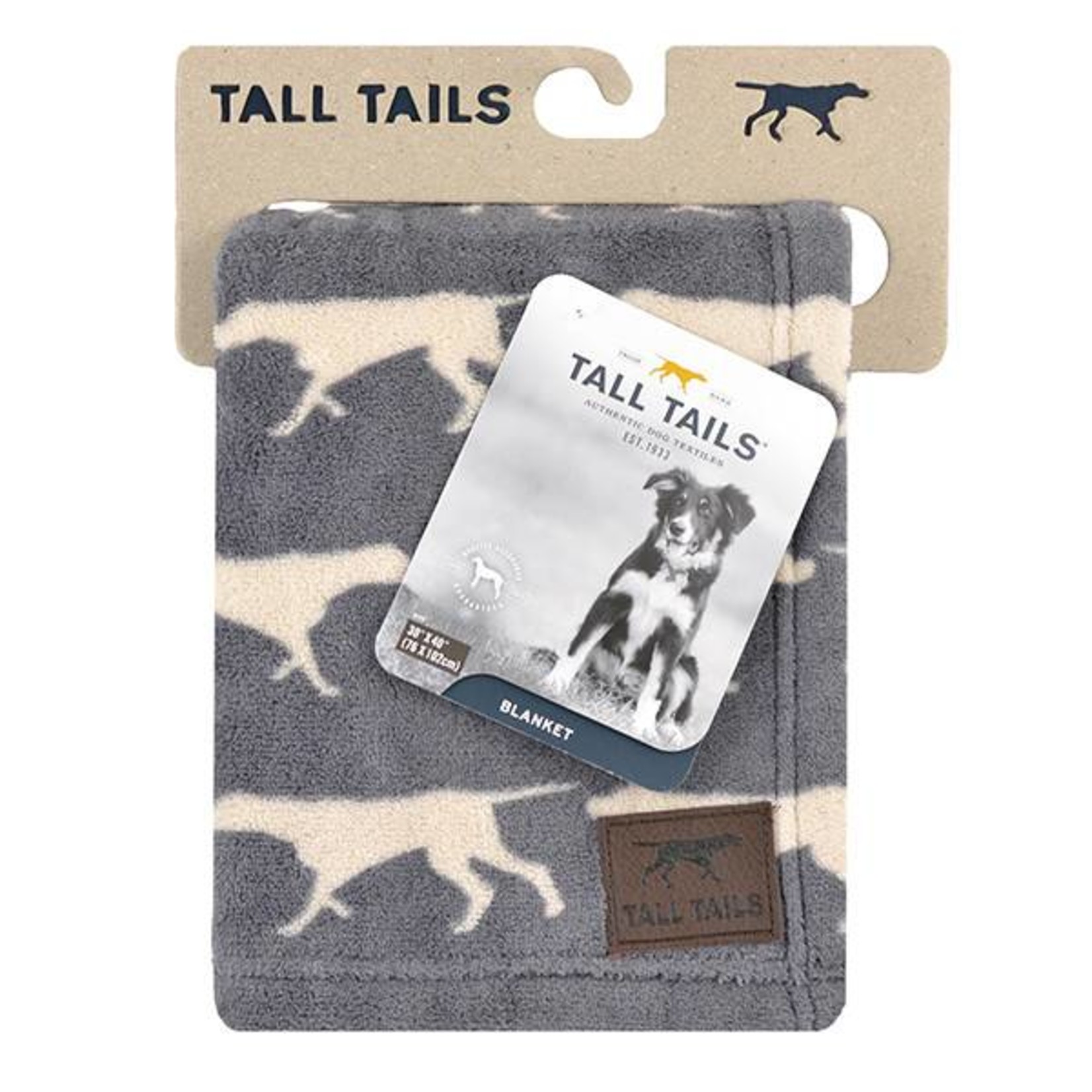 Rosewood Tall Tails Charcoal Pet Fleece Blanket, Medium