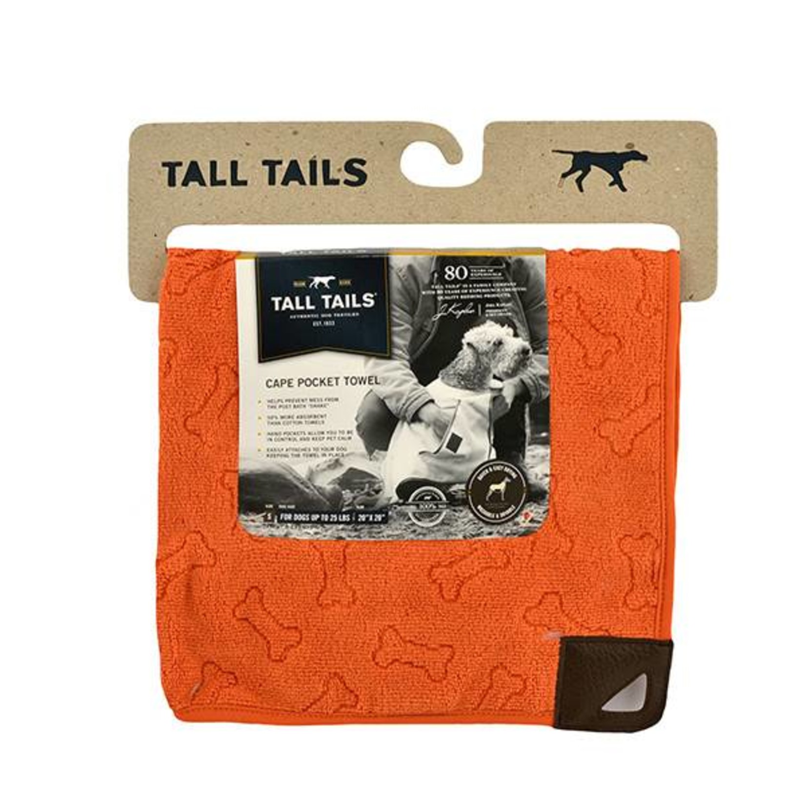 Rosewood Tall Tails Orange Pet Cape Pocket Towel