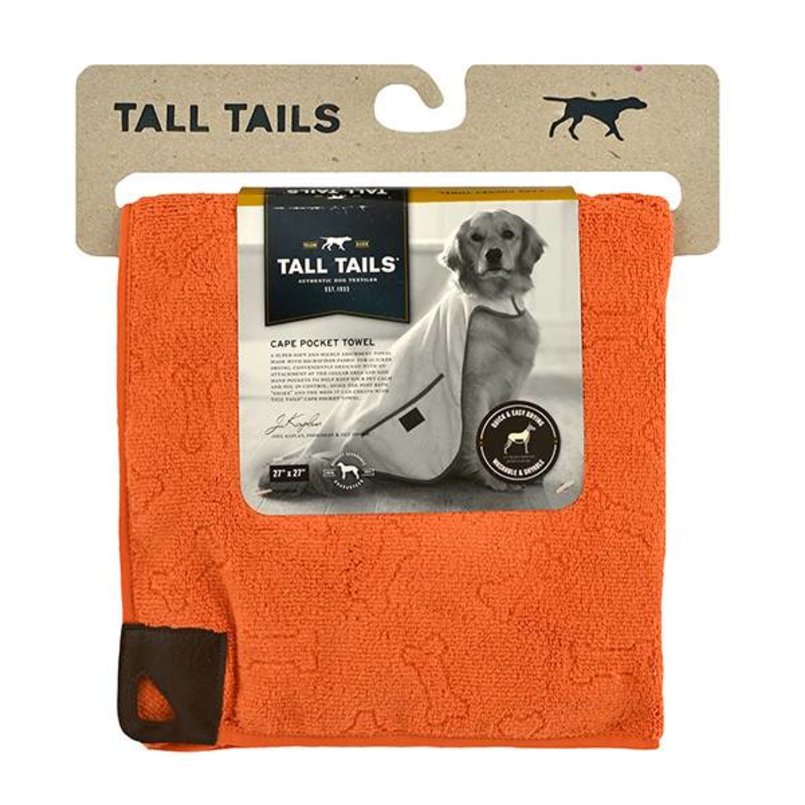 Rosewood Tall Tails Orange Pet Cape Pocket Towel