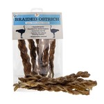 jr pet products Braided Ostrich Meat Tendon Twisters Dog Treats, 5 pack