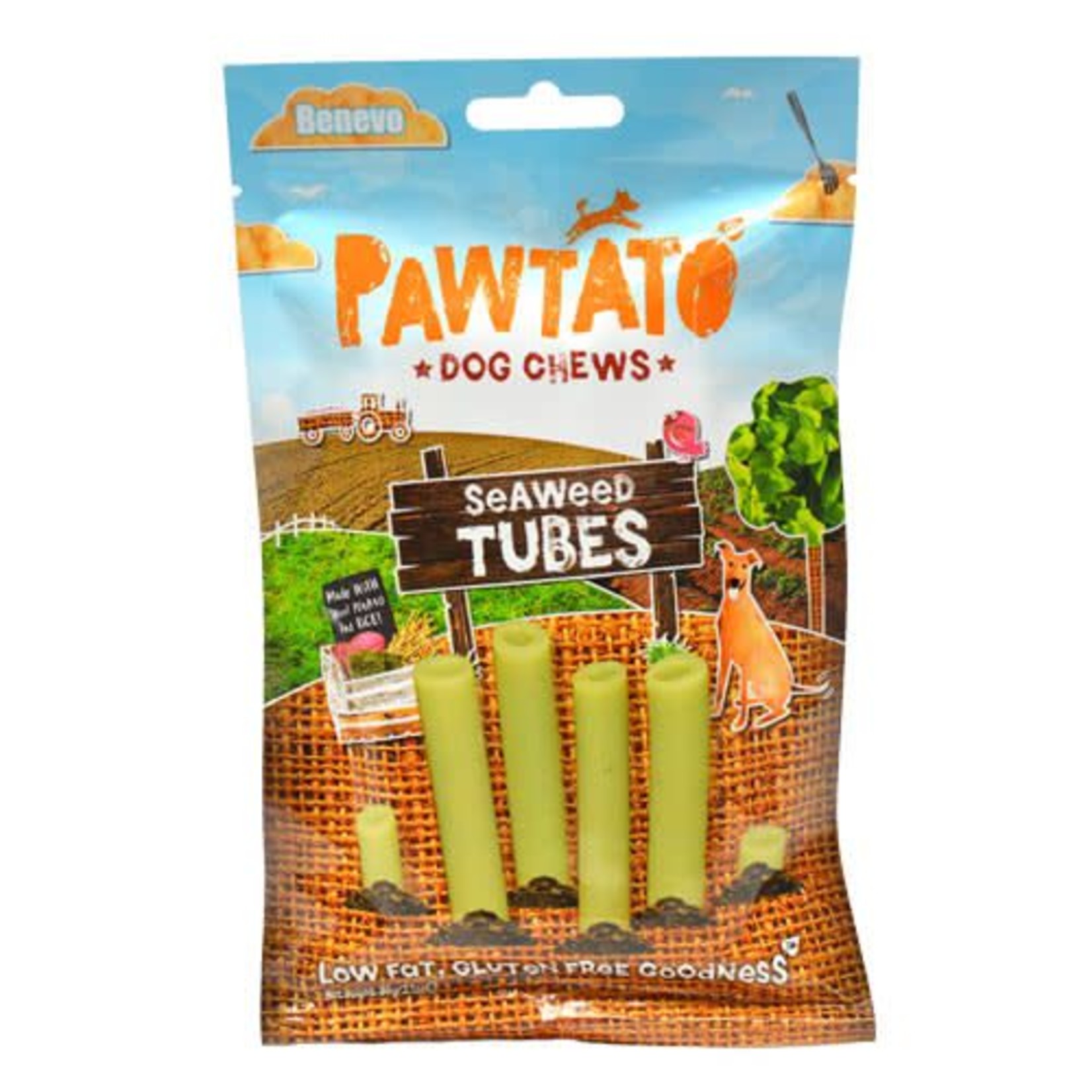 Benevo Pawtato Sweet Potato & Seaweed Tubes Vegan Dog Chews, 90g