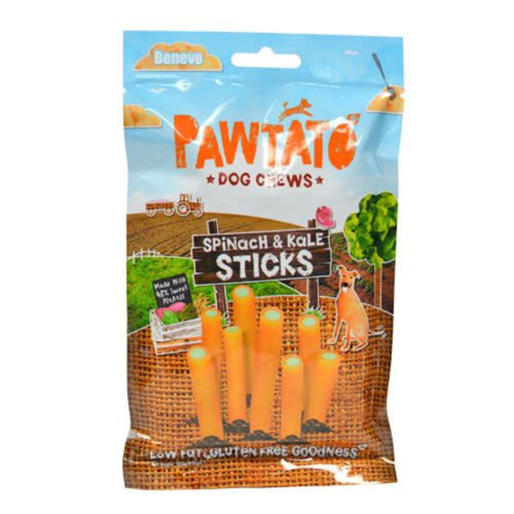 Benevo Pawtato Sweet Potato, Spinach & Kale Sticks Vegan Dog Chews, 120g