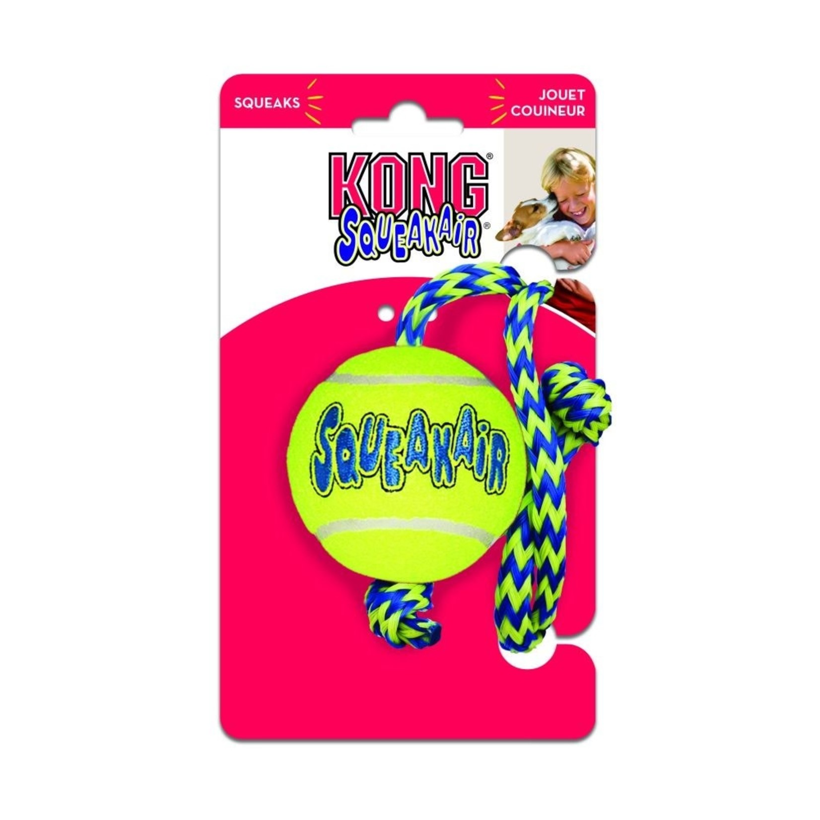 KONG AirDog Squeaker Ball Dog Toy with Rope, Medium